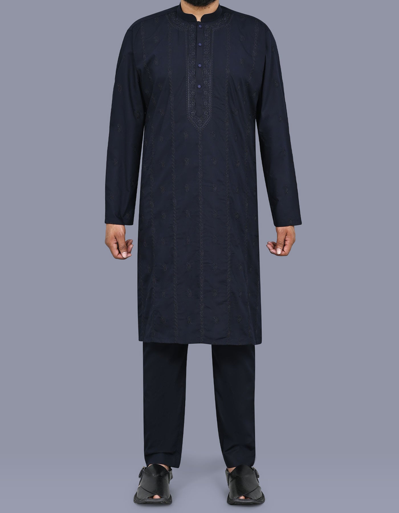 Navy Plain Kurta Pajama KP2600-XS