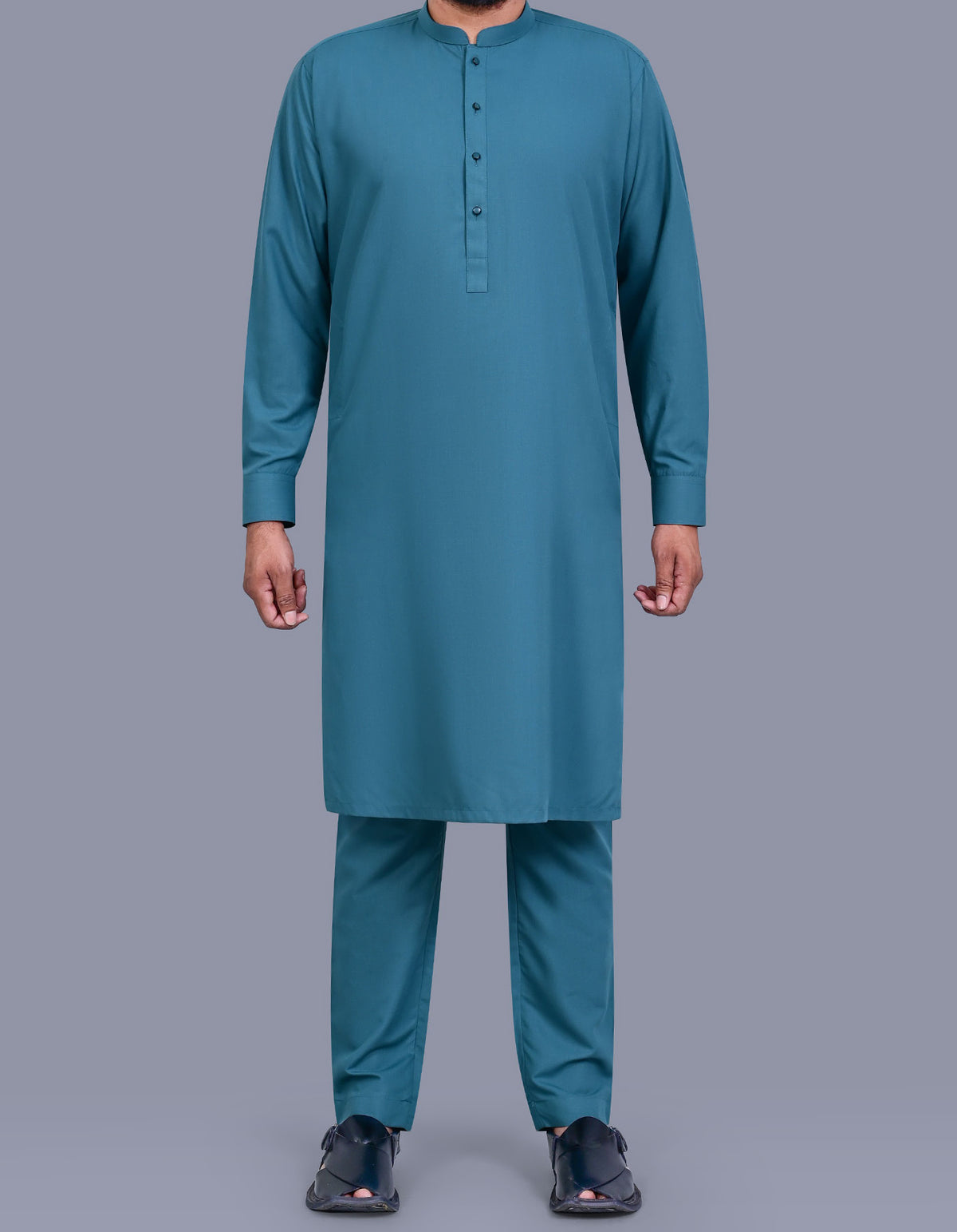 L Teal Texture Kurta Pajama KP2607-XS