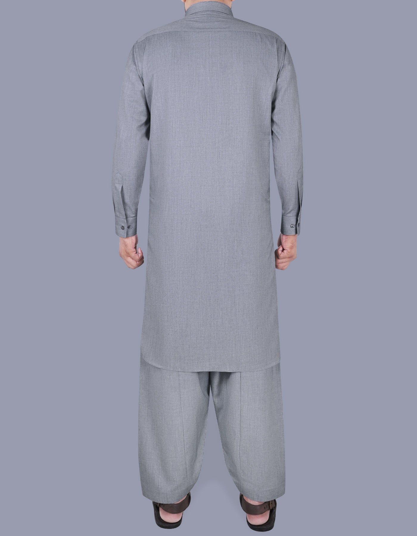 L Grey Plain Kameez Shalwar KS2349-1-L