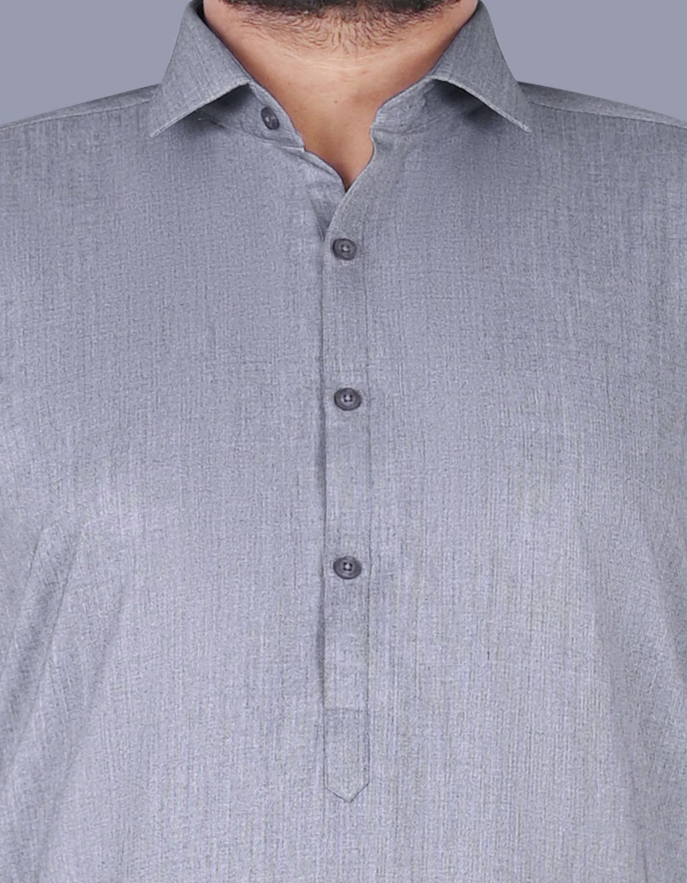 L Grey Plain Kameez Shalwar KS2349-1-S
