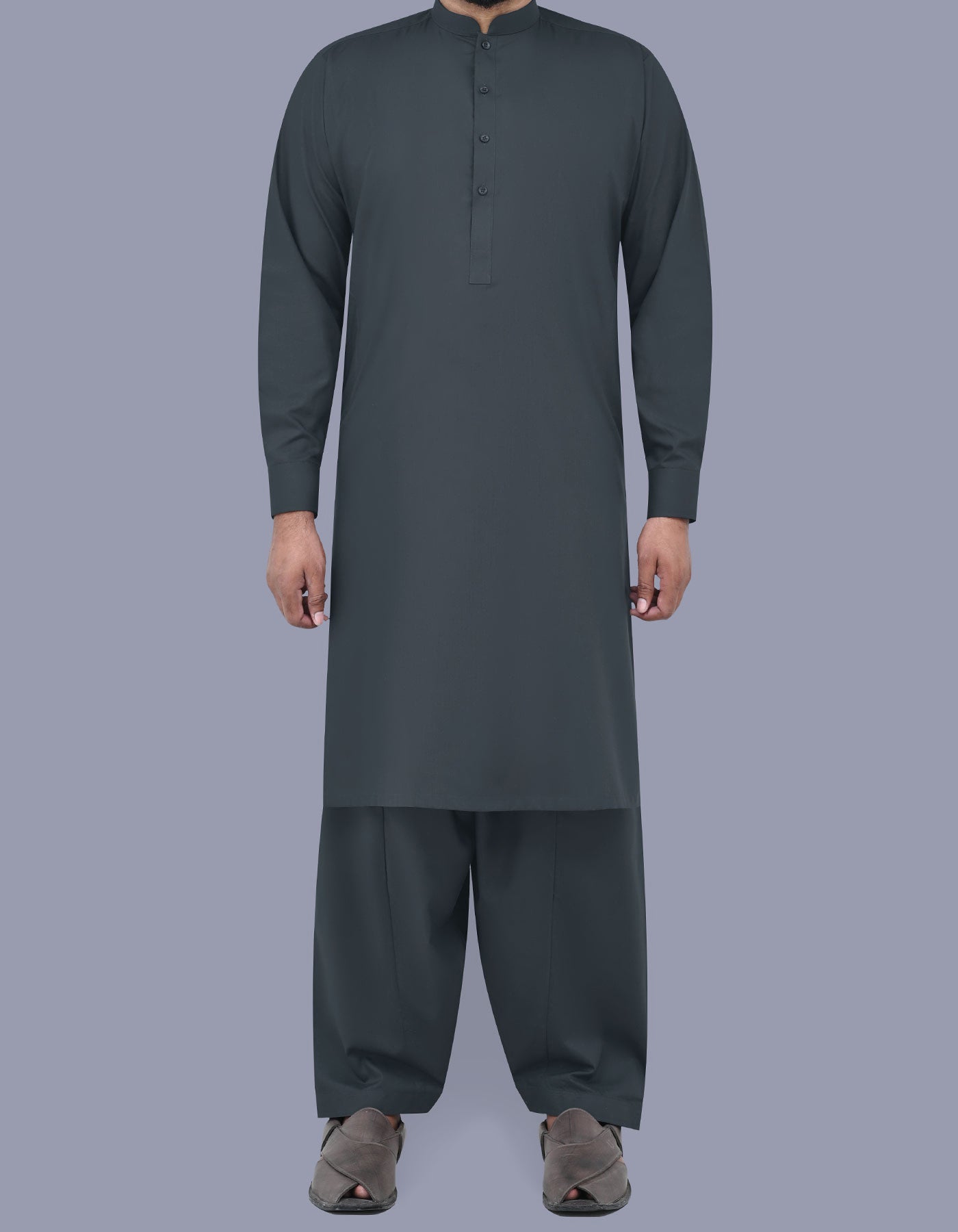 D Grey Plain Kameez Shalwar KS2402-2S-XS