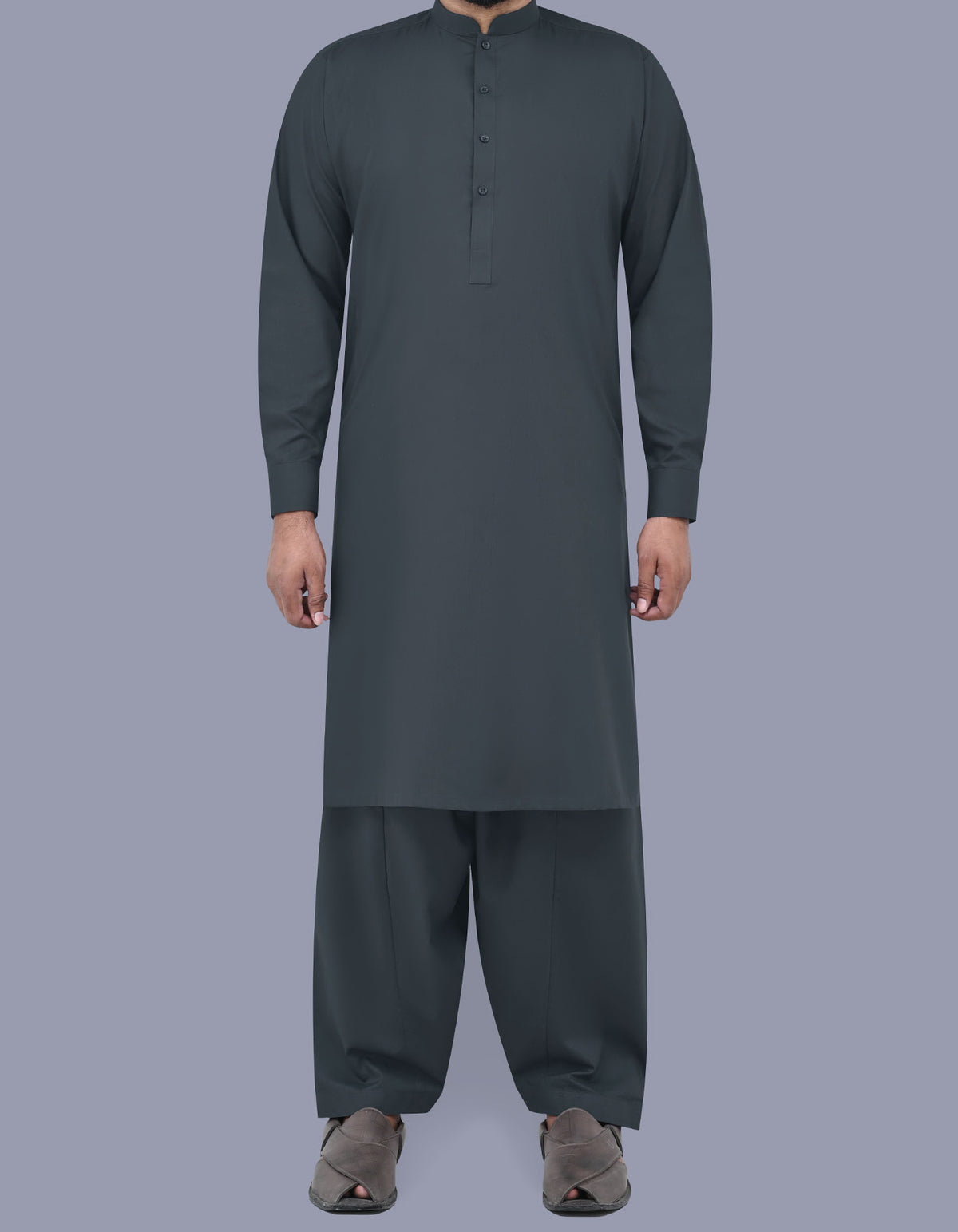 D Grey Plain Kameez Shalwar KS2402-2S-XS