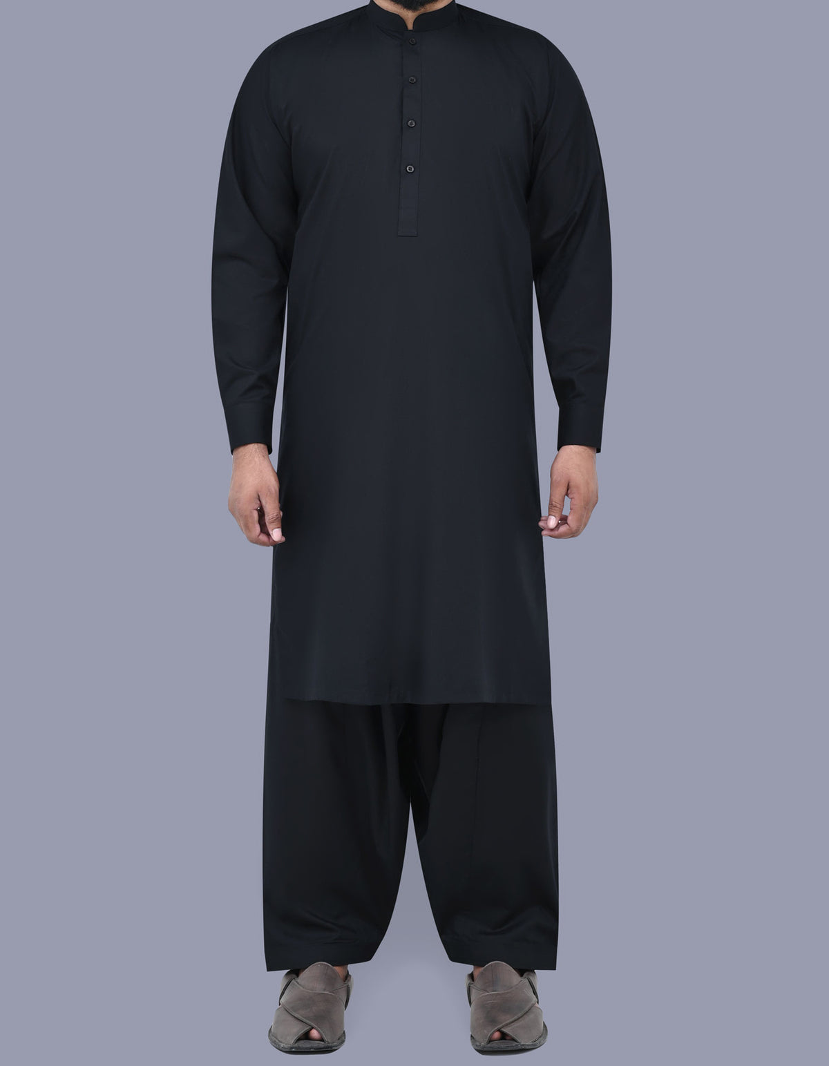 Navy Plain Kameez Shalwar KS2403-2R-XS