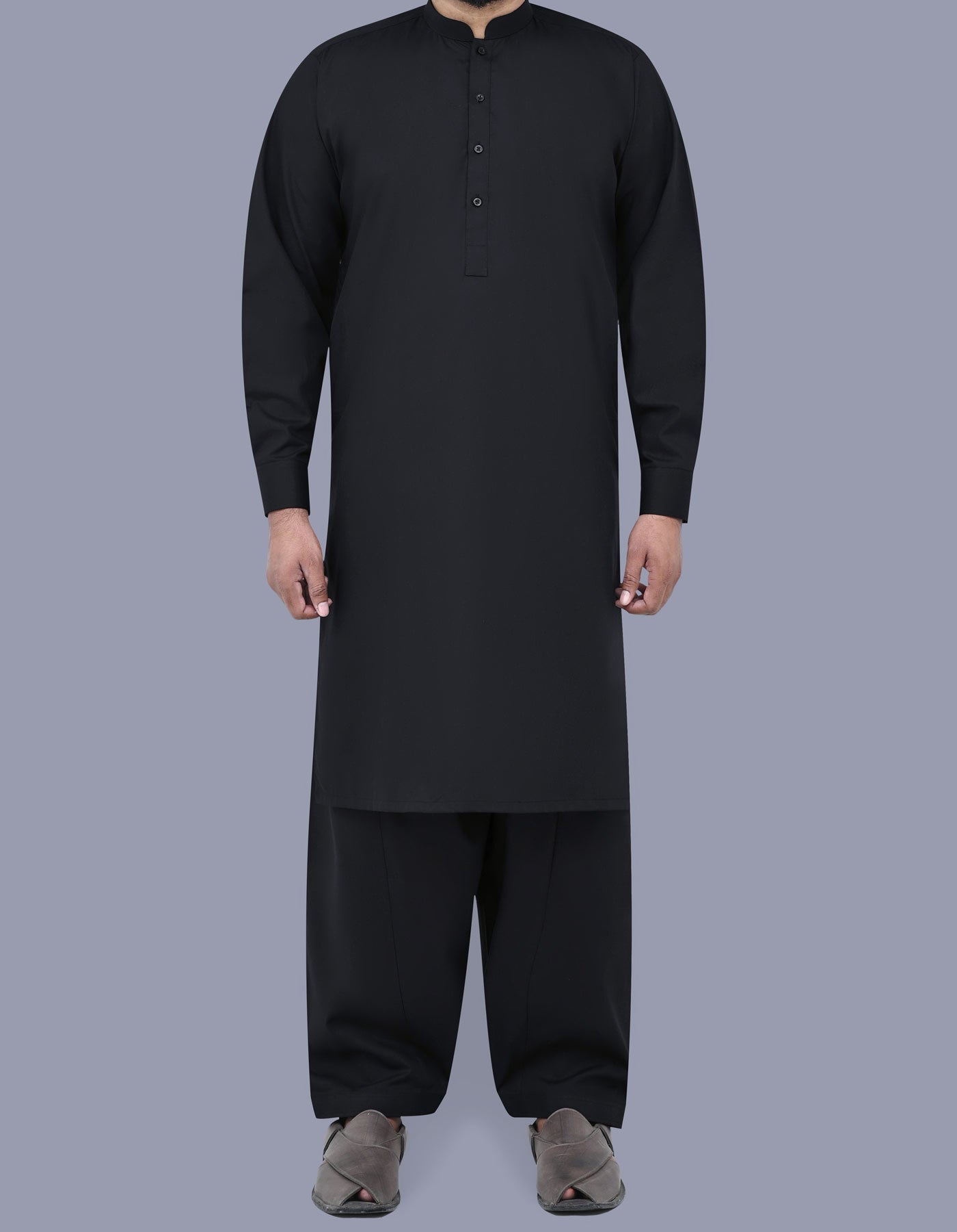 Black Plain Kameez Shalwar KS2404-5R-XS