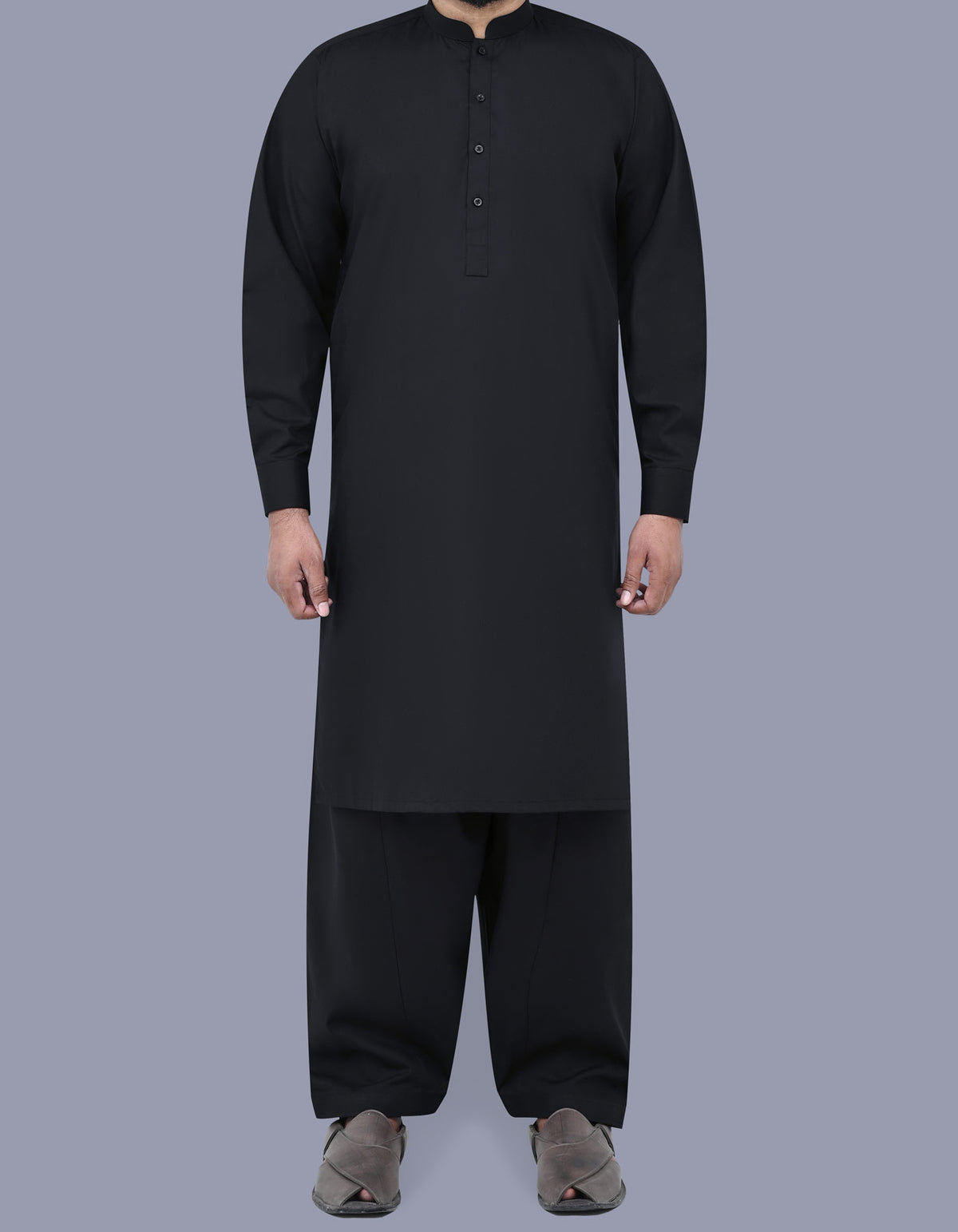 Black Plain Kameez Shalwar KS2404-5R-XS