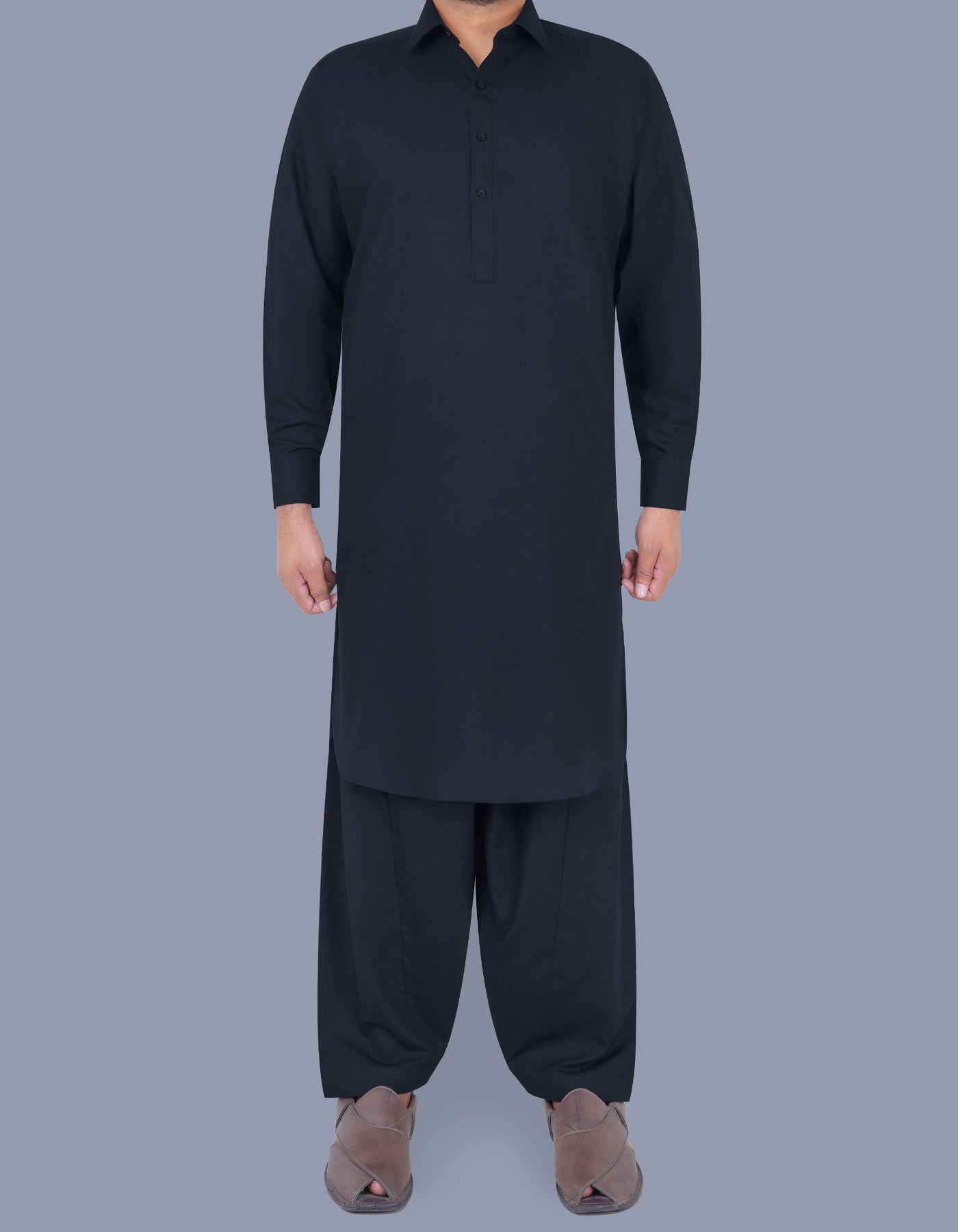 Navy Plain Kameez Shalwar KS2408-1S-XS