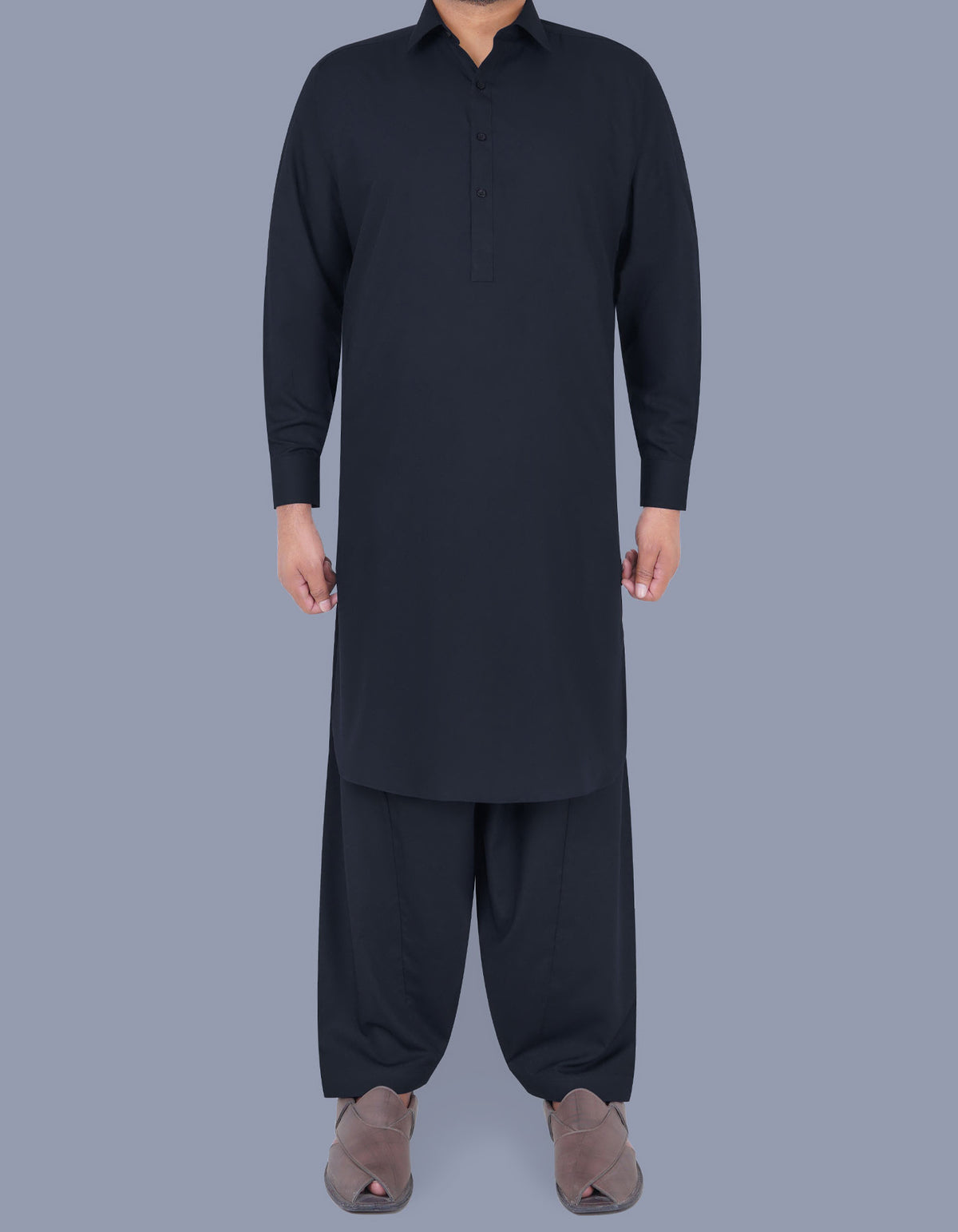 Navy Plain Kameez Shalwar KS2408-1S-XS