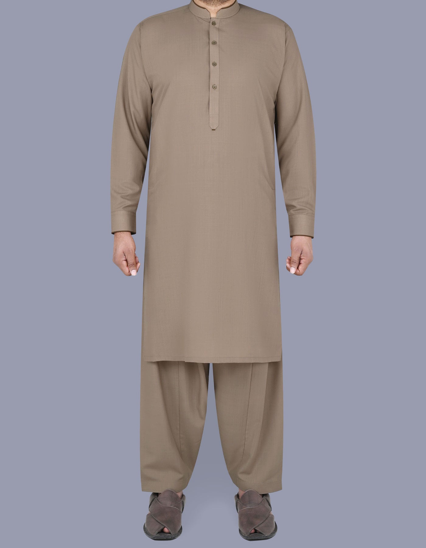 Khaki Texture Kameez Shalwar KS2502-1R-L