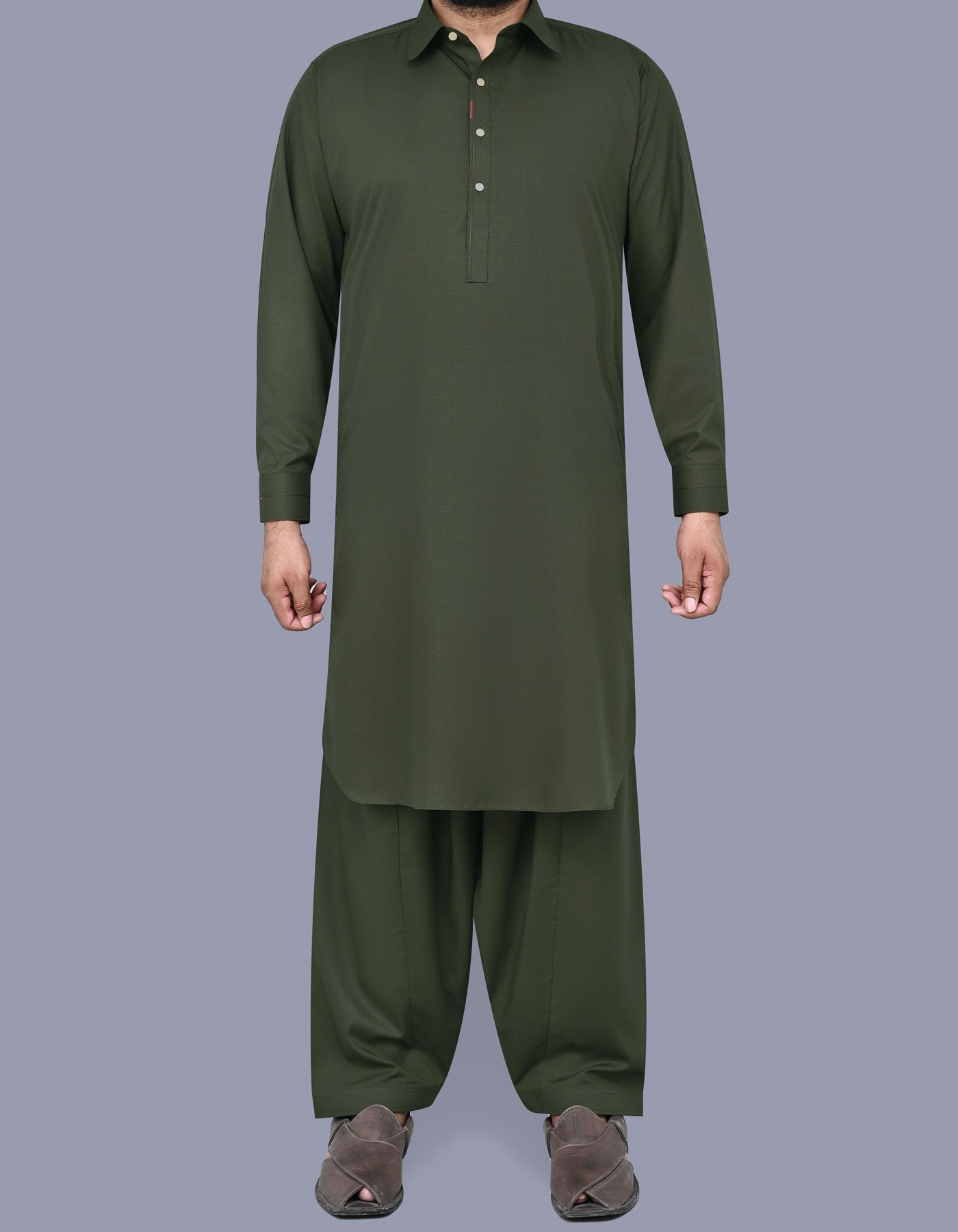 Olive Texture Kameez Shalwar KS2513-4R-XS