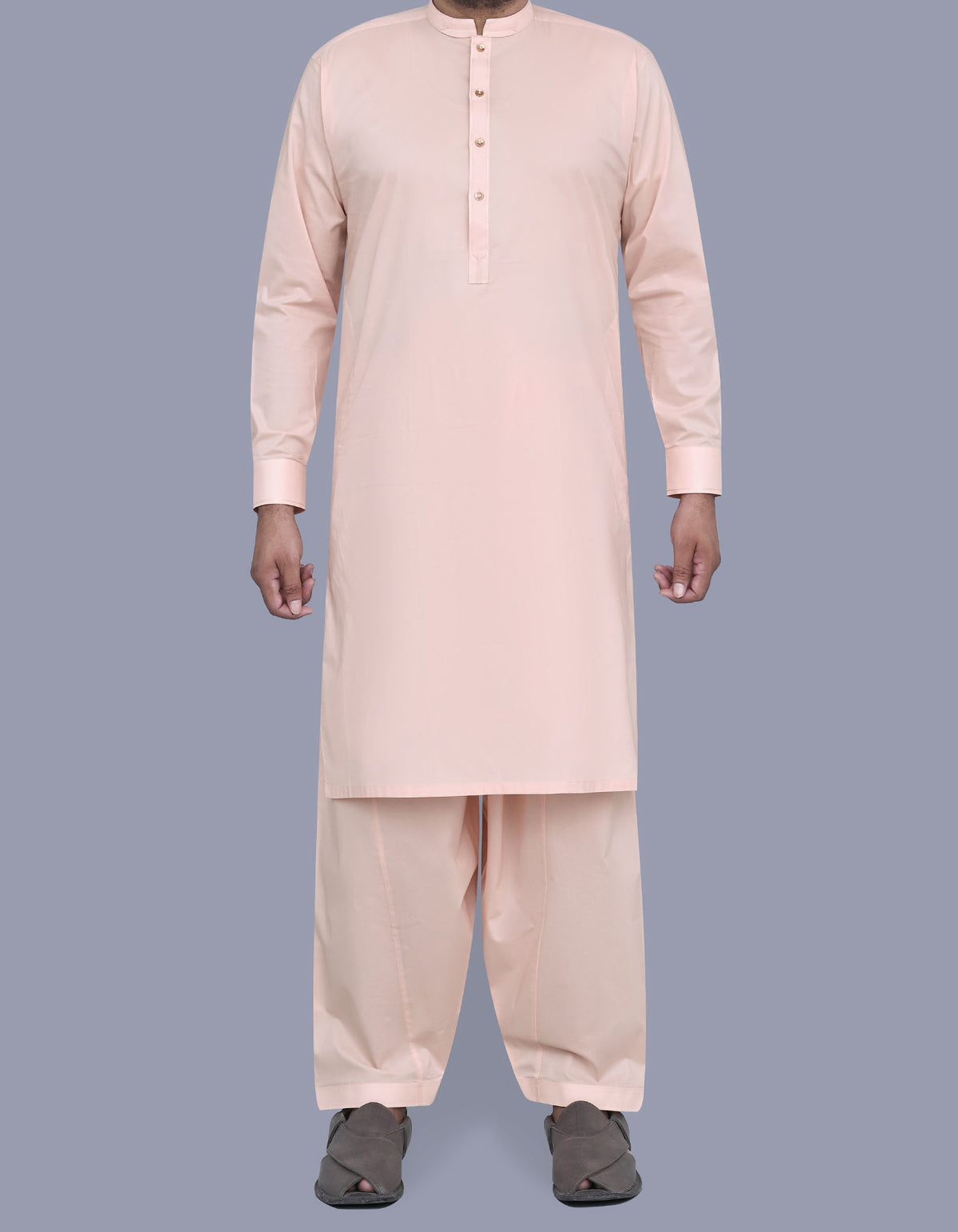 Beige Plain Kameez Shalwar KS2521-1S-XS