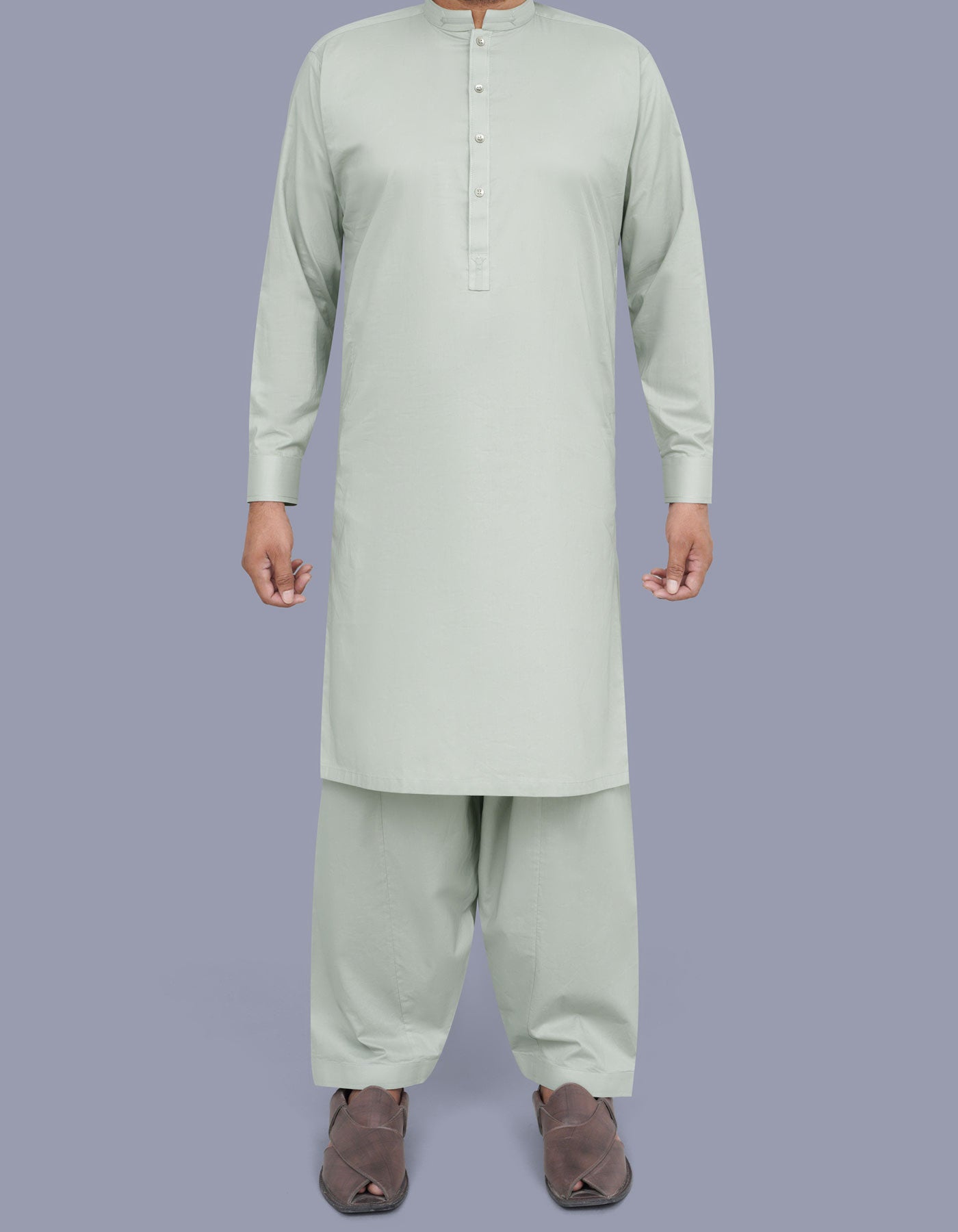 L Grey Plain Kameez Shalwar KS2522-1R-XS