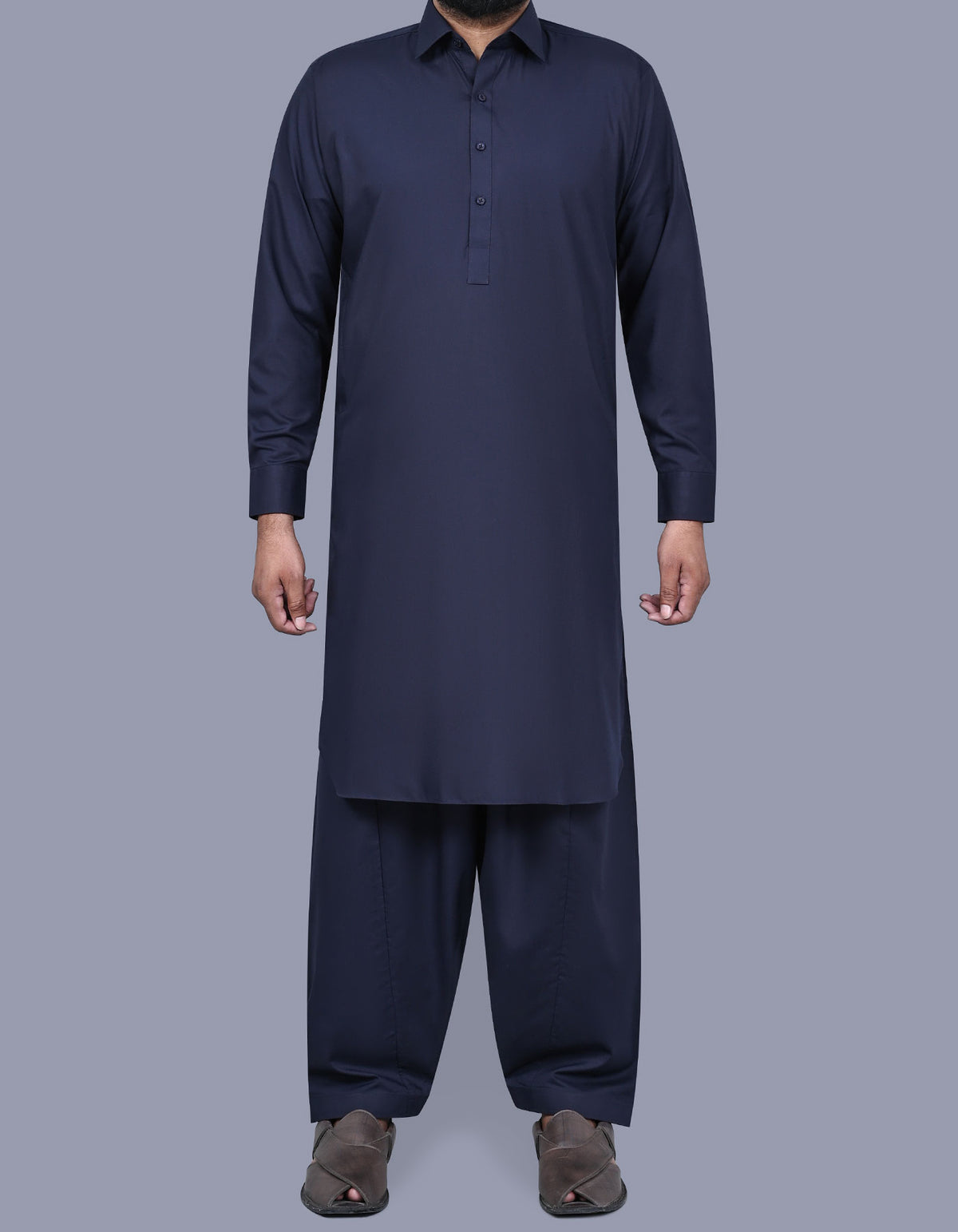 Navy Plain Kameez Shalwar KS2528R-XS