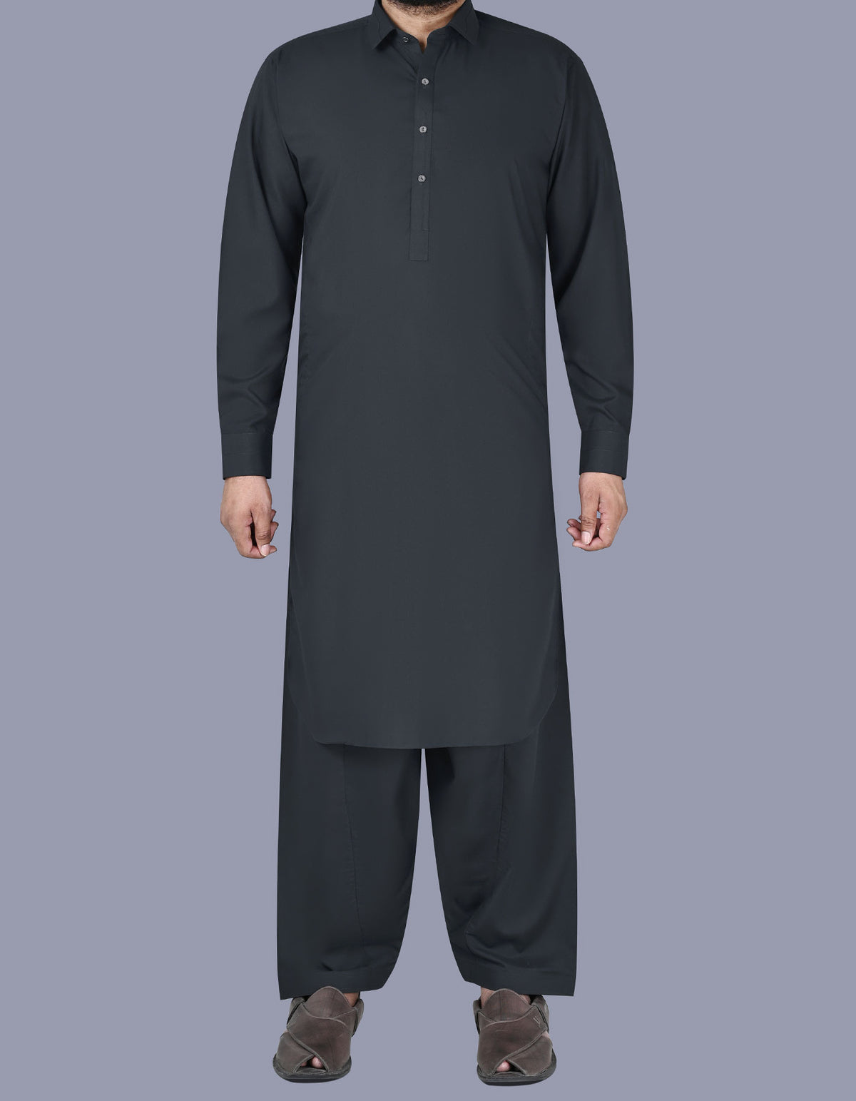 Grey Plain Kameez Shalwar KS2532S-XS