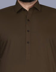 Brown Plain Kameez Shalwar KS2533R-S