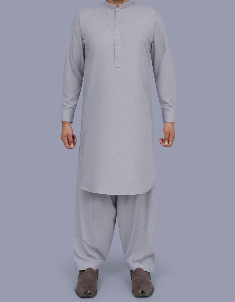 L Grey Texture Regular Fit Kameez Shalwar