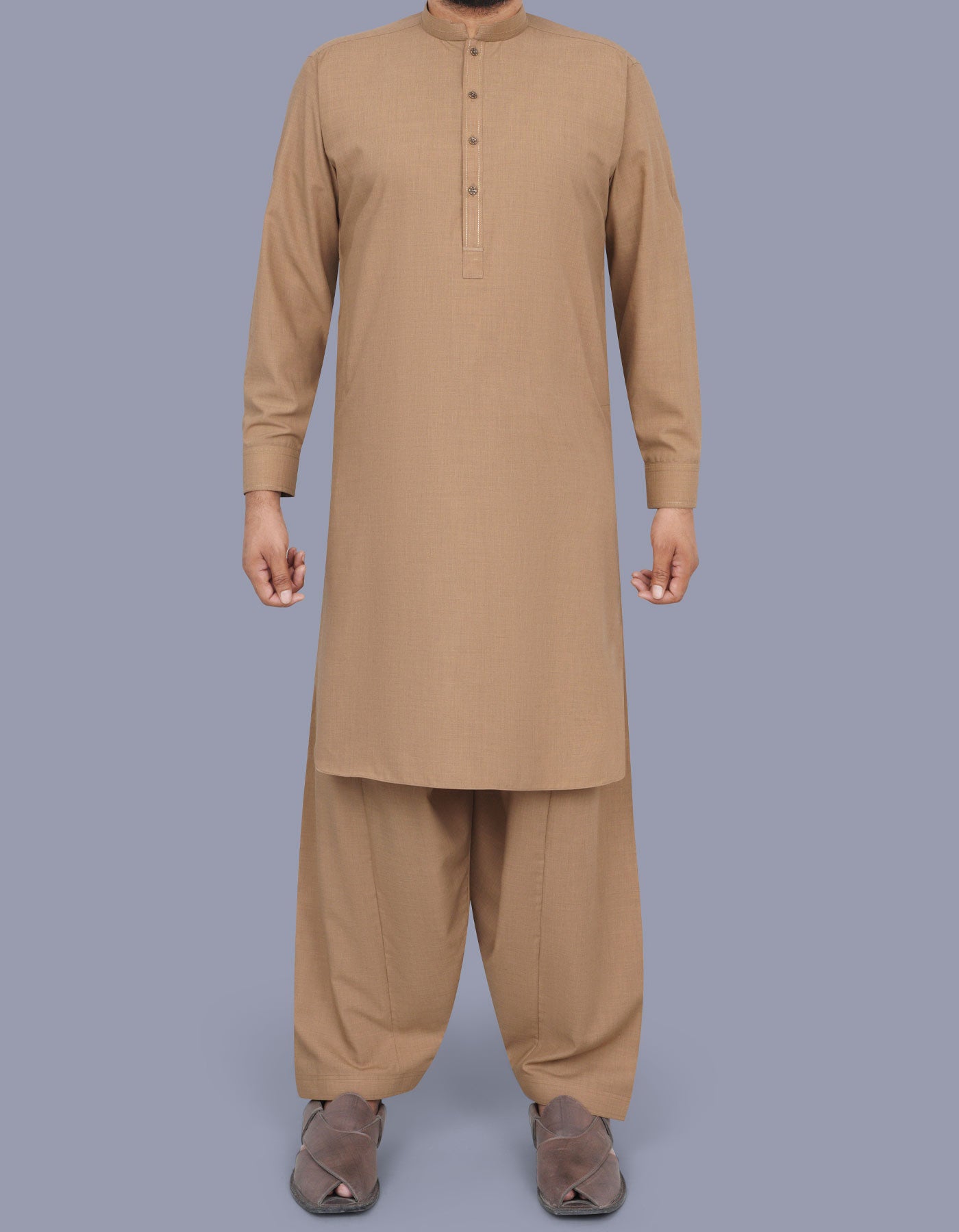 Khaki Texture Kameez Shalwar KS2545R-XS