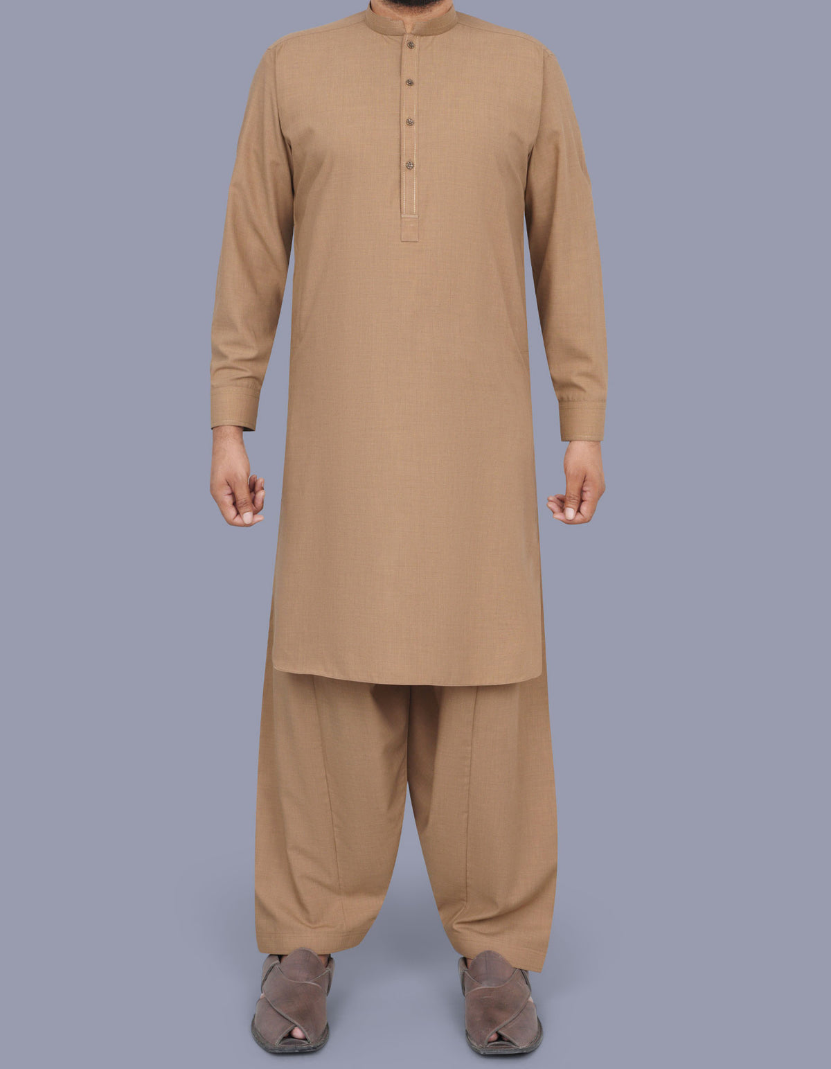 Khaki Texture Kameez Shalwar KS2545S-XS