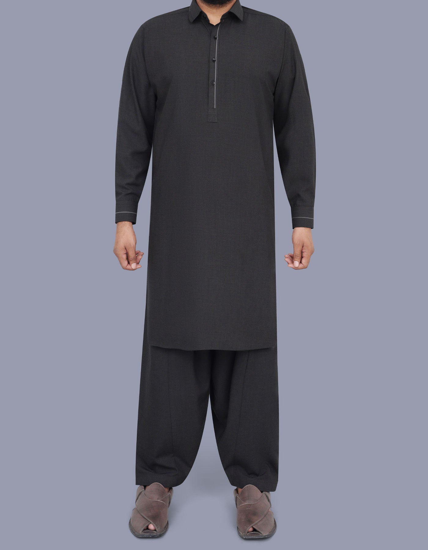 Black Texture Kameez Shalwar KS2547S-XS
