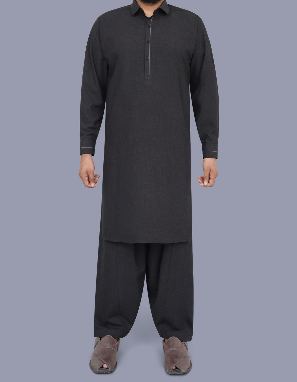 Black Texture Kameez Shalwar KS2547S-XS