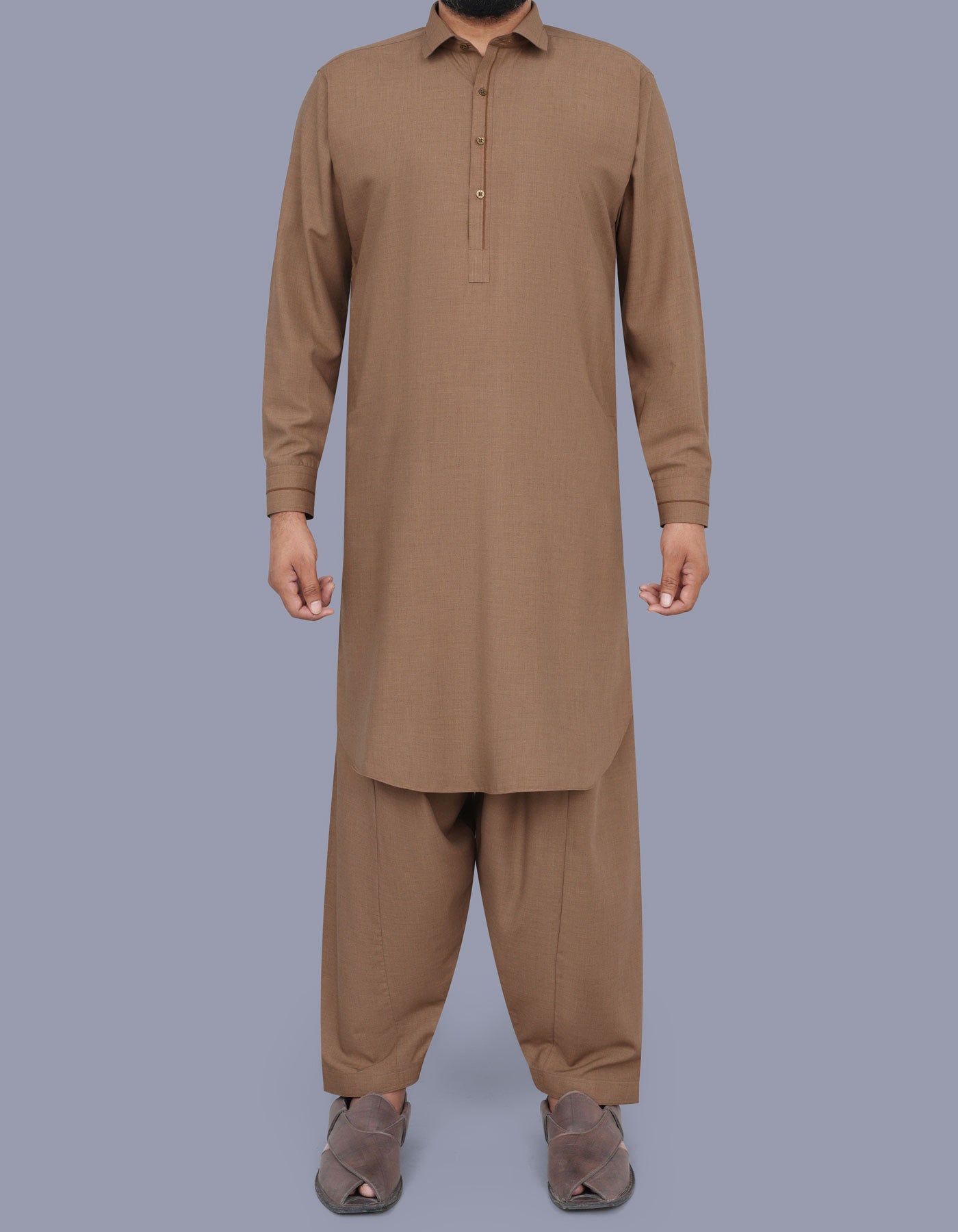 L Brown Texture Kameez Shalwar KS2548R-XS