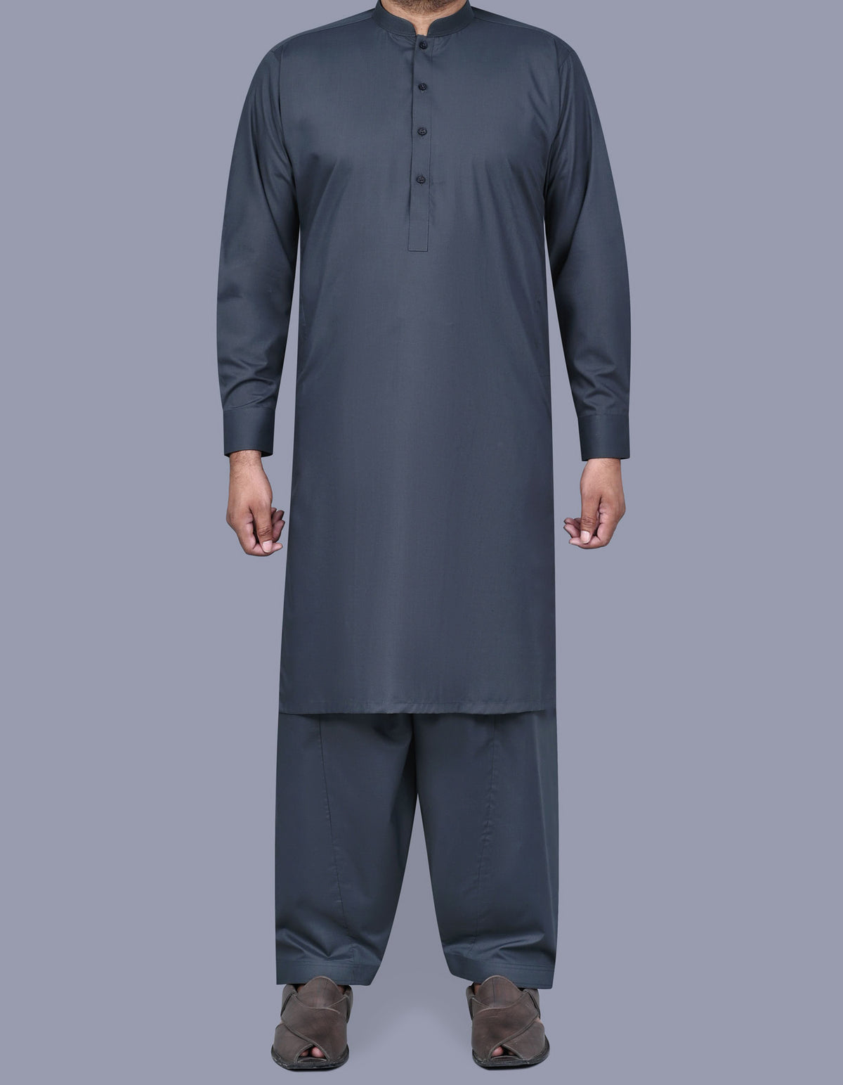 Grey Plain Kameez Shalwar KS2552S-XS