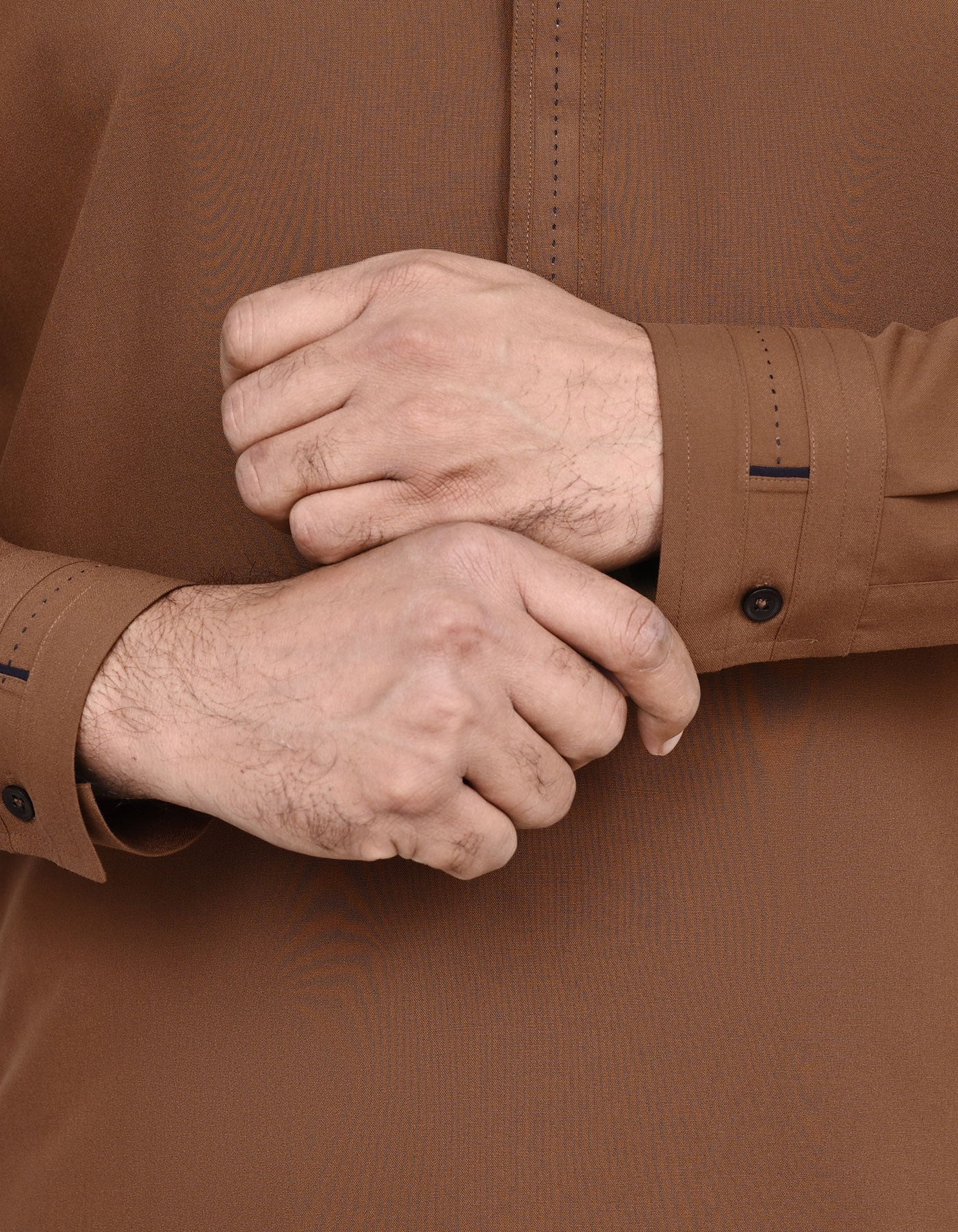 D Brown Plain Kameez Shalwar KS2557R-M