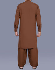 D Brown Plain Kameez Shalwar KS2557R-L
