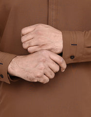 D Brown Plain Kameez Shalwar KS2557S-M