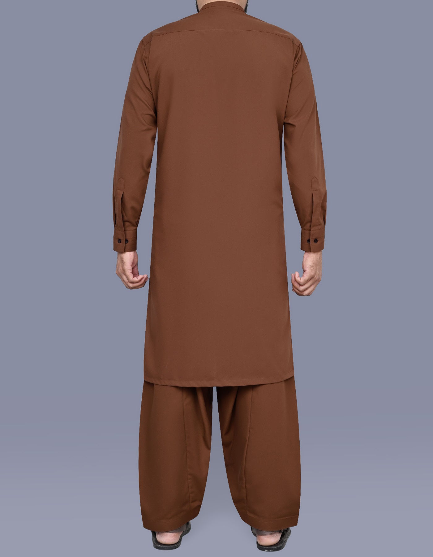 D Brown Plain Kameez Shalwar KS2557S-L