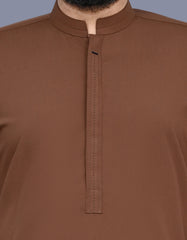 D Brown Plain Kameez Shalwar KS2557S-S