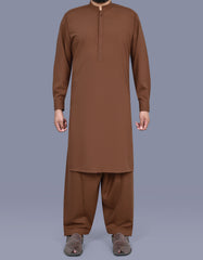 D Brown Plain Kameez Shalwar KS2557S-XS
