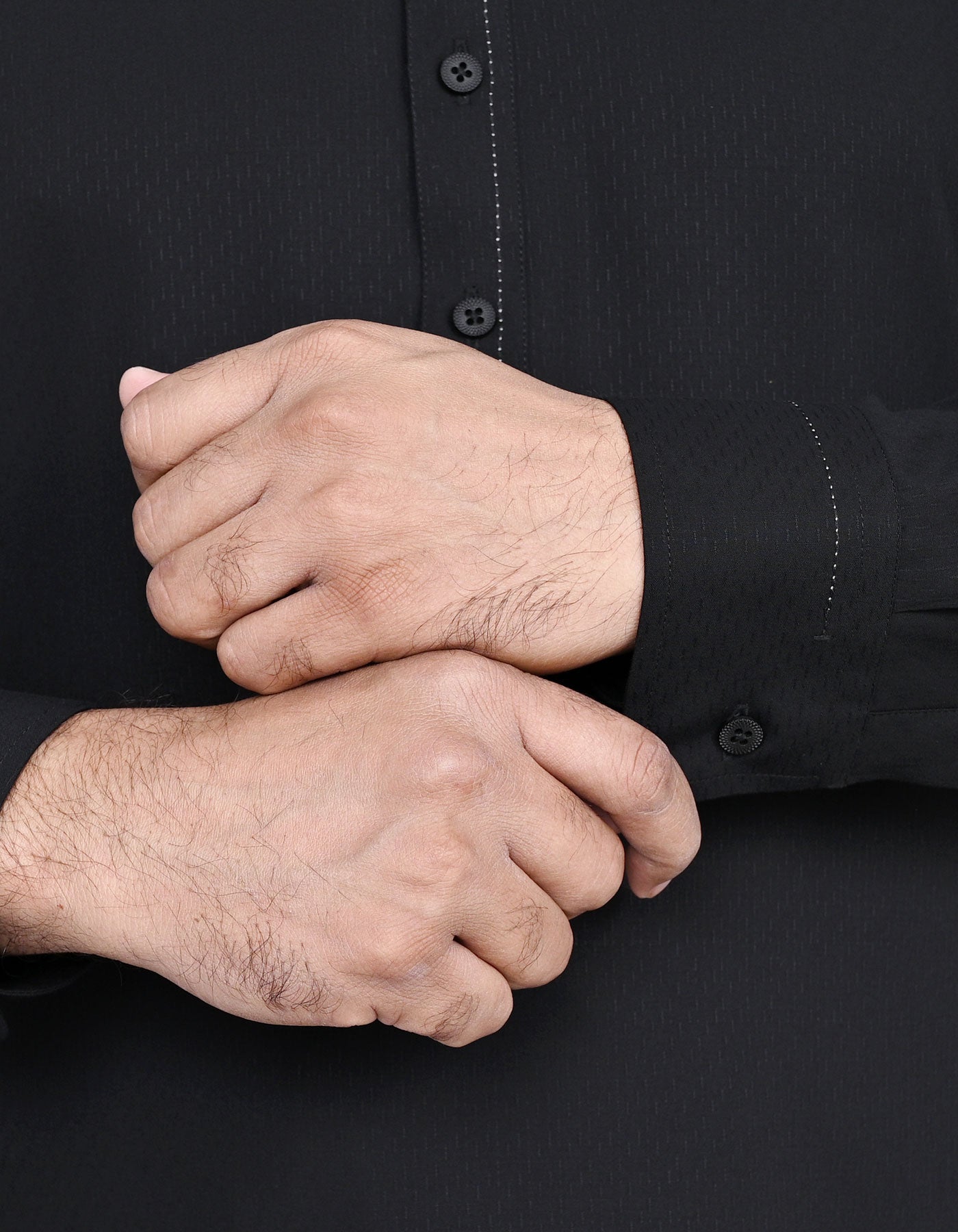 Black Slub Kameez Shalwar KS2559R-M