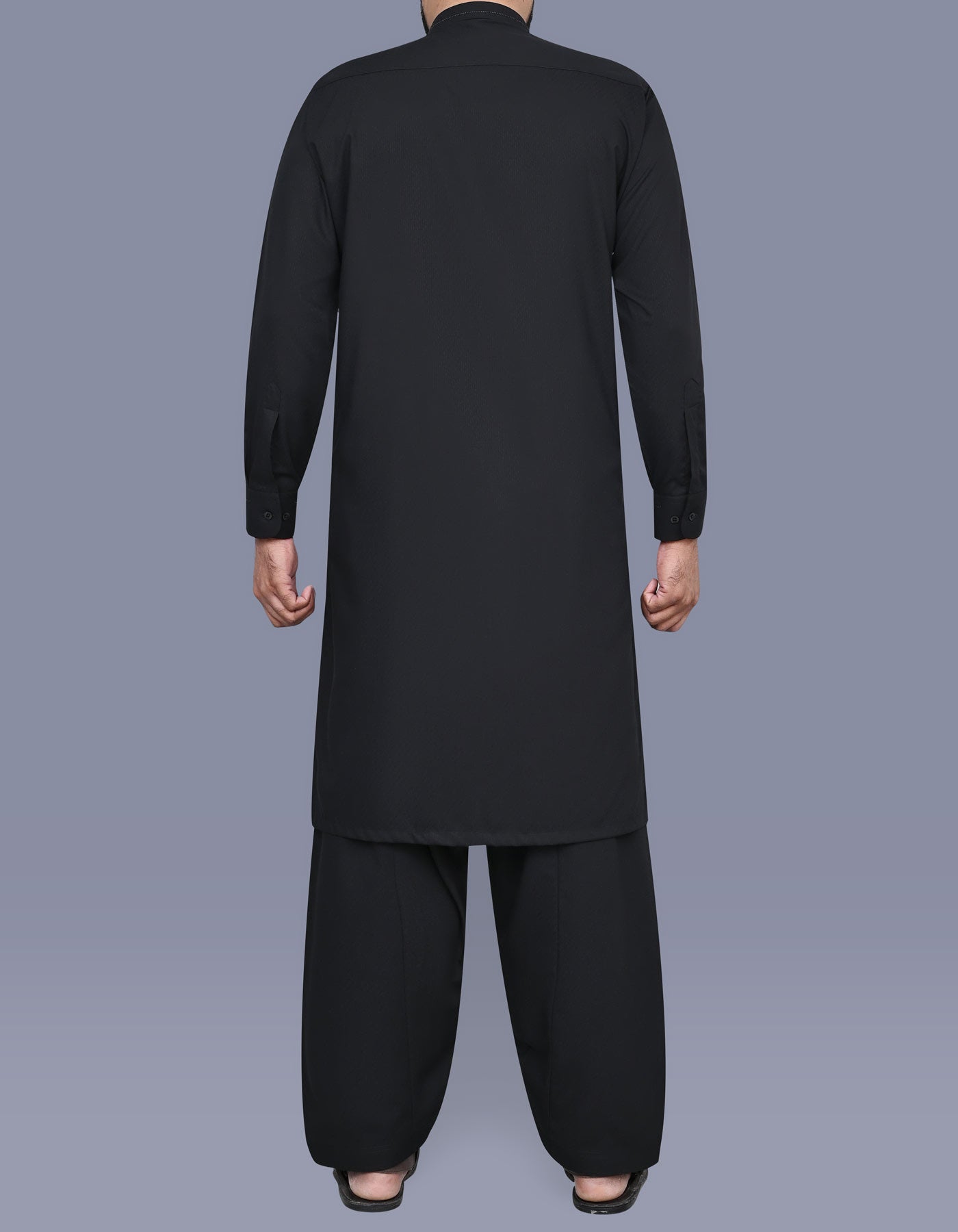 Black Slub Kameez Shalwar KS2559S-L