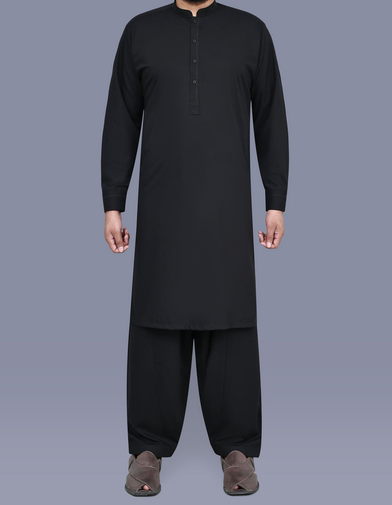 Black Slub Smart Fit Kameez Shalwar