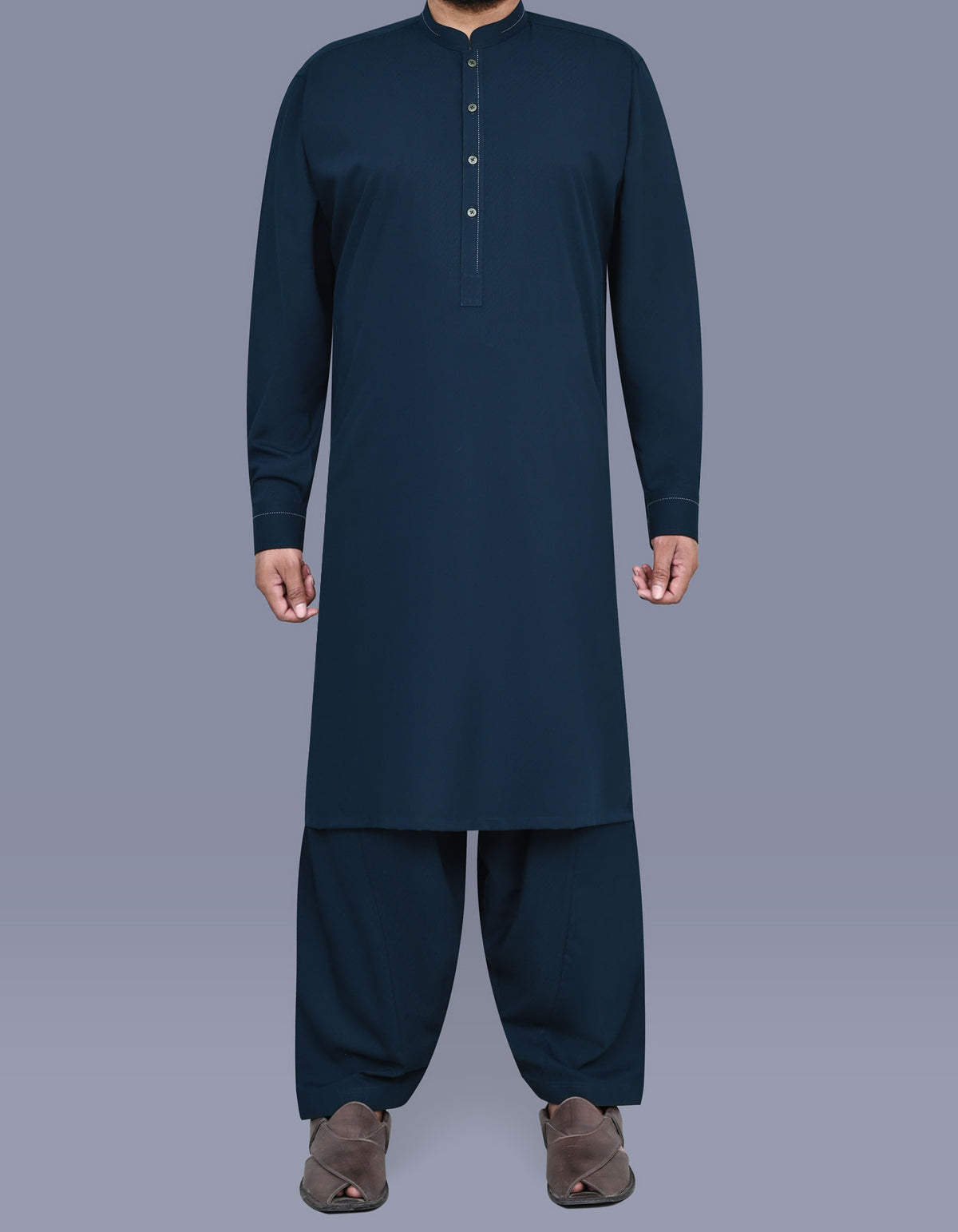 Navy Slub Kameez Shalwar KS2561R-XS