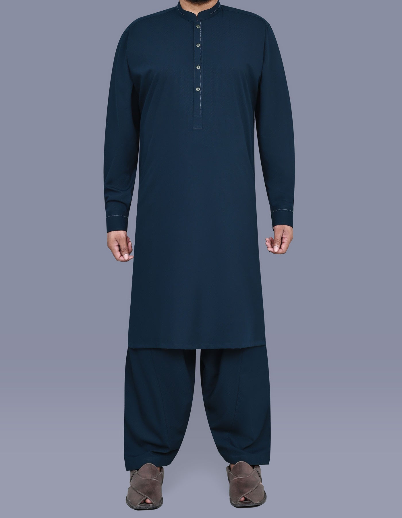 Navy Slub Kameez Shalwar KS2561S-XS