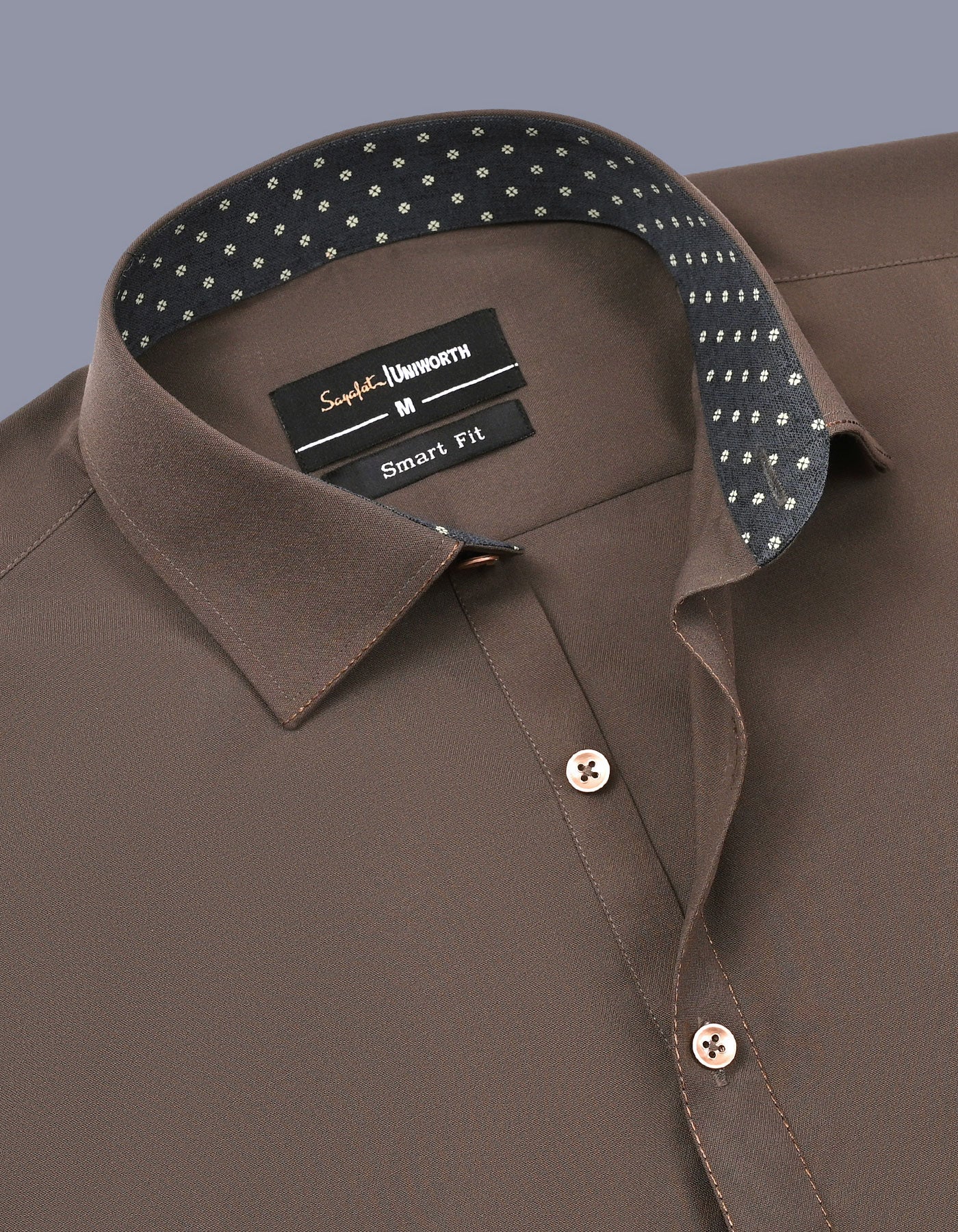 L Brown Plain Kameez Shalwar KS2567R-M