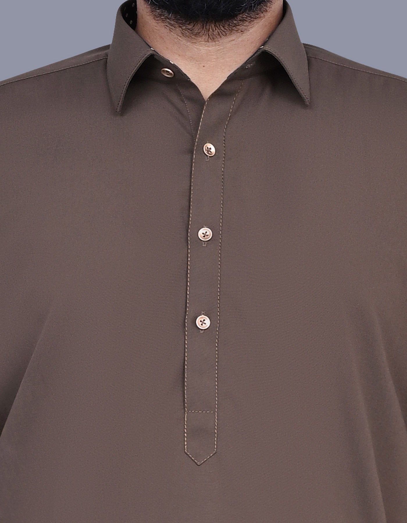 L Brown Plain Kameez Shalwar KS2567R-S
