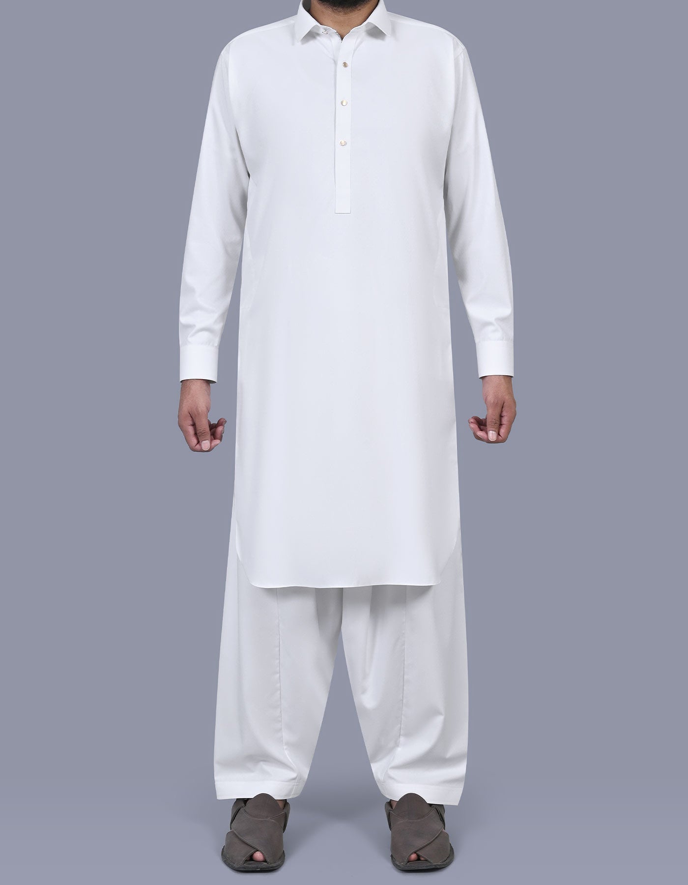 White Texture Kameez Shalwar KS2569R-XS