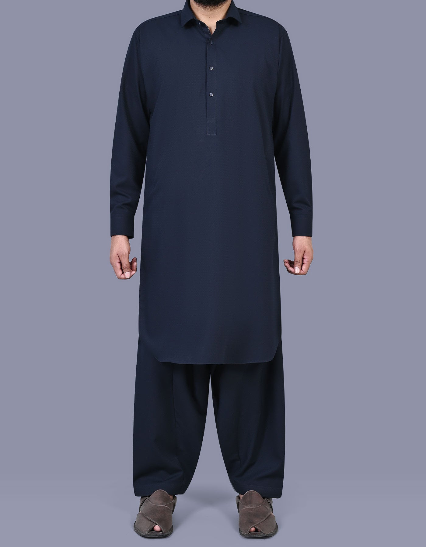 Navy Texture Kameez Shalwar KS2571R-XS