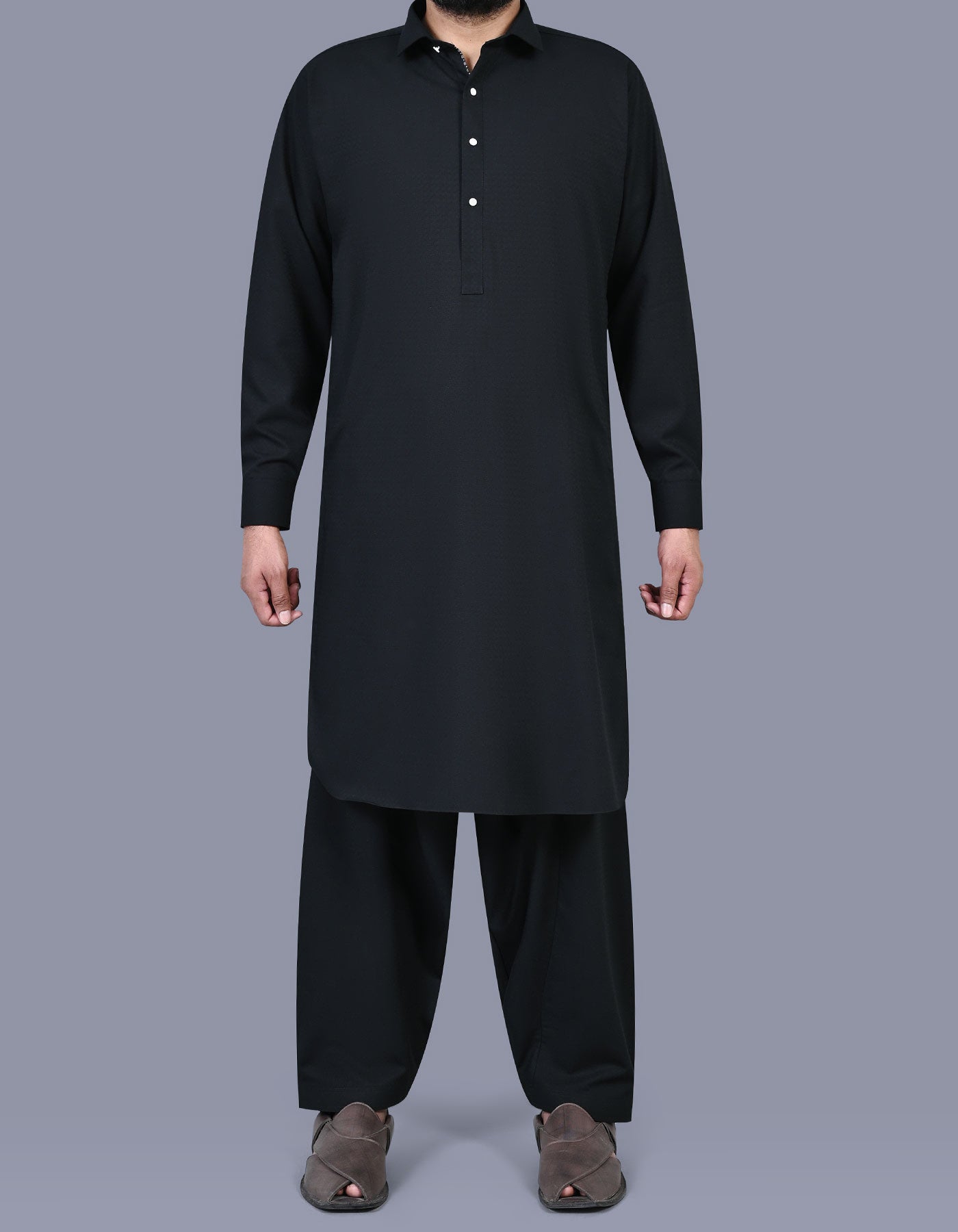 Black Texture Kameez Shalwar KS2572S-XS