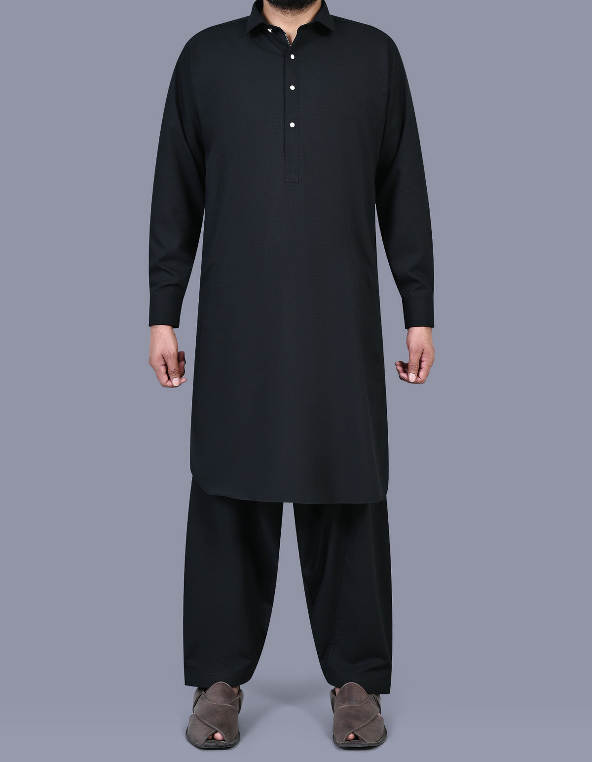 Black Texture Kameez Shalwar KS2572S-XS