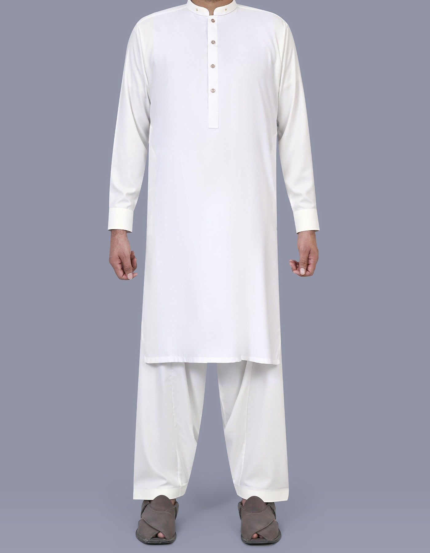 Off White Texture Kameez Shalwar KS2576S-XS