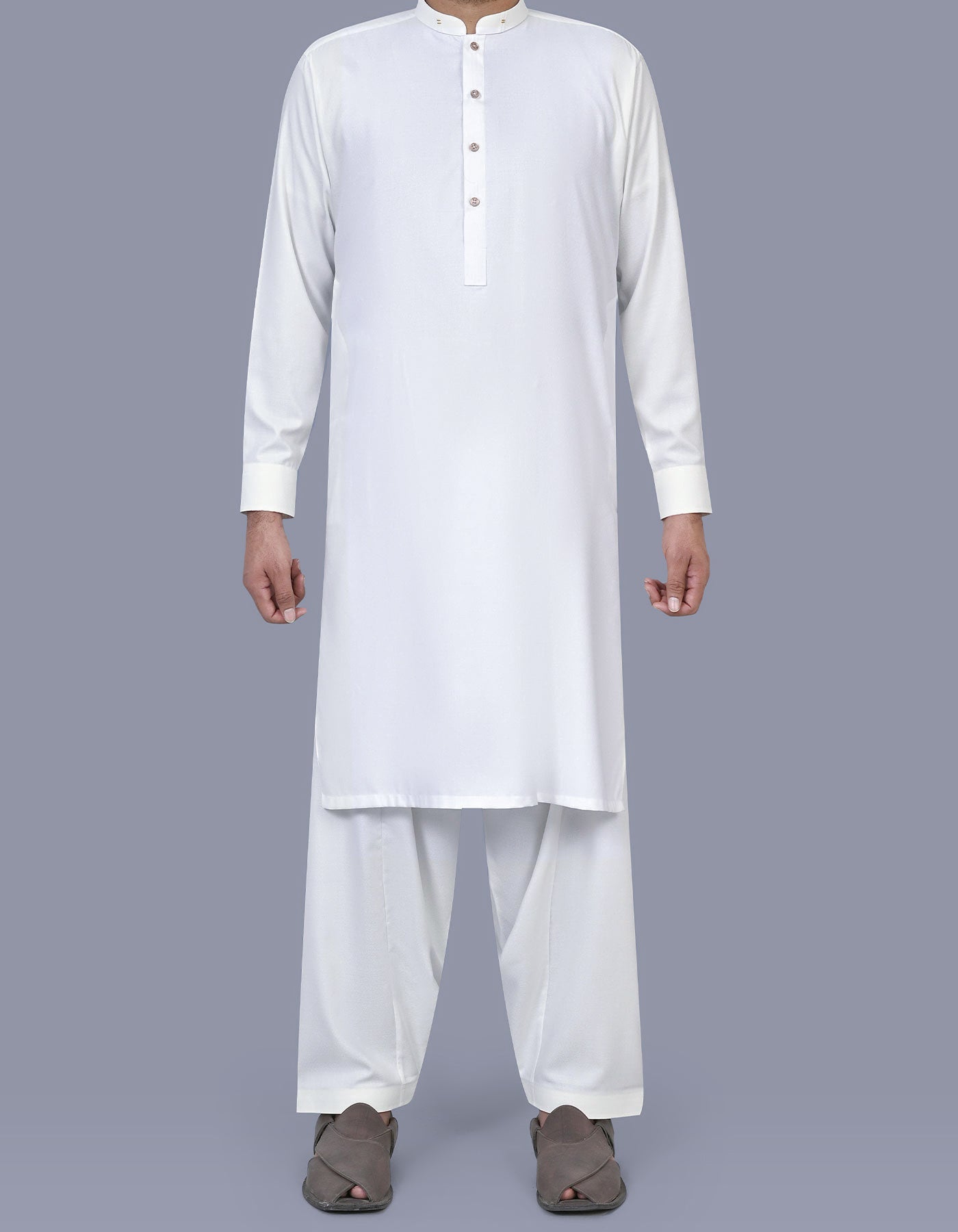 White Texture Kameez Shalwar KS2577R-XS