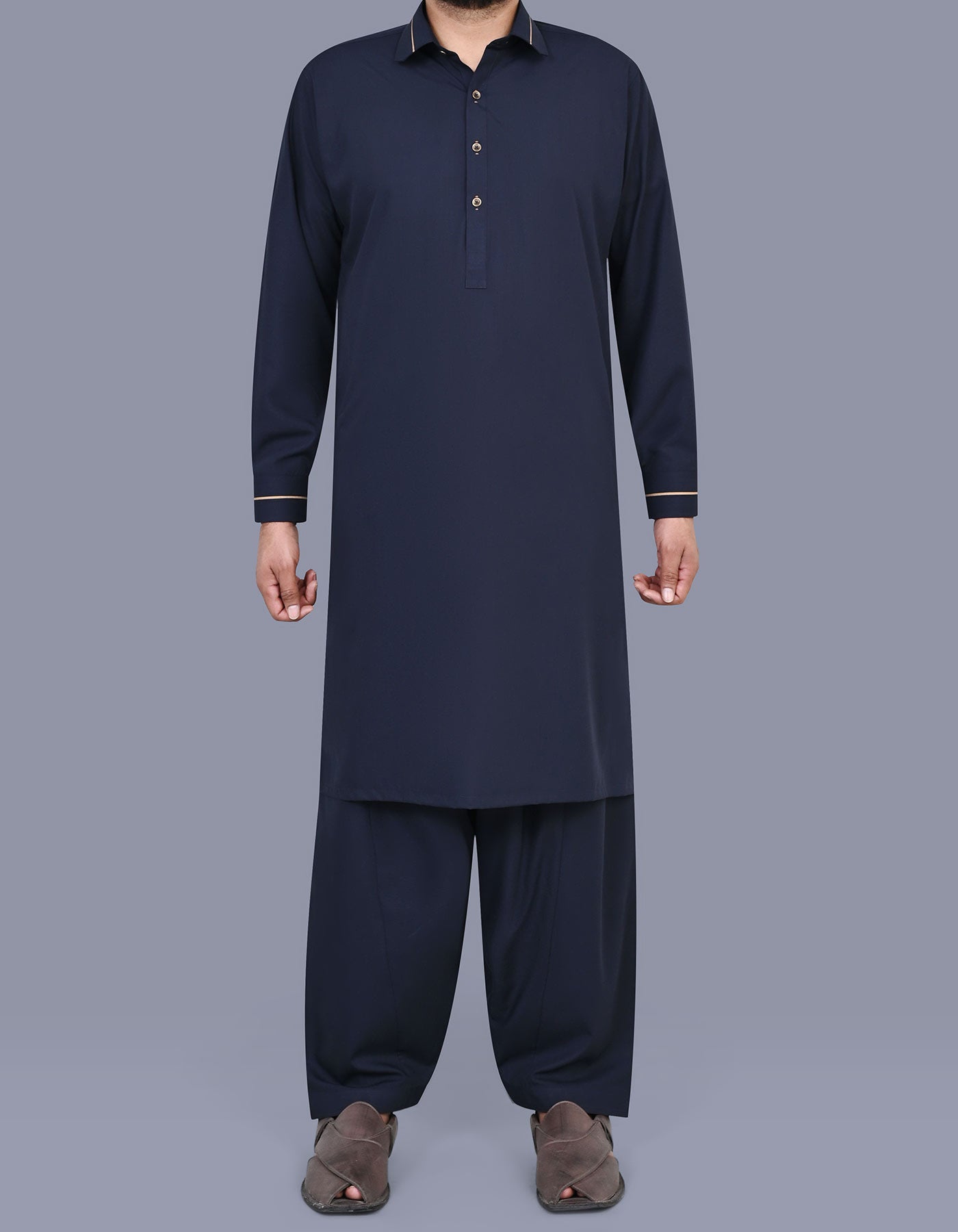 Navy Plain Kameez Shalwar KS2600S-XS