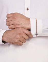 Cream Plain Kameez Shalwar KS2602S-M