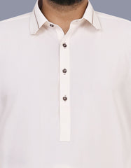 Cream Plain Kameez Shalwar KS2602S-S