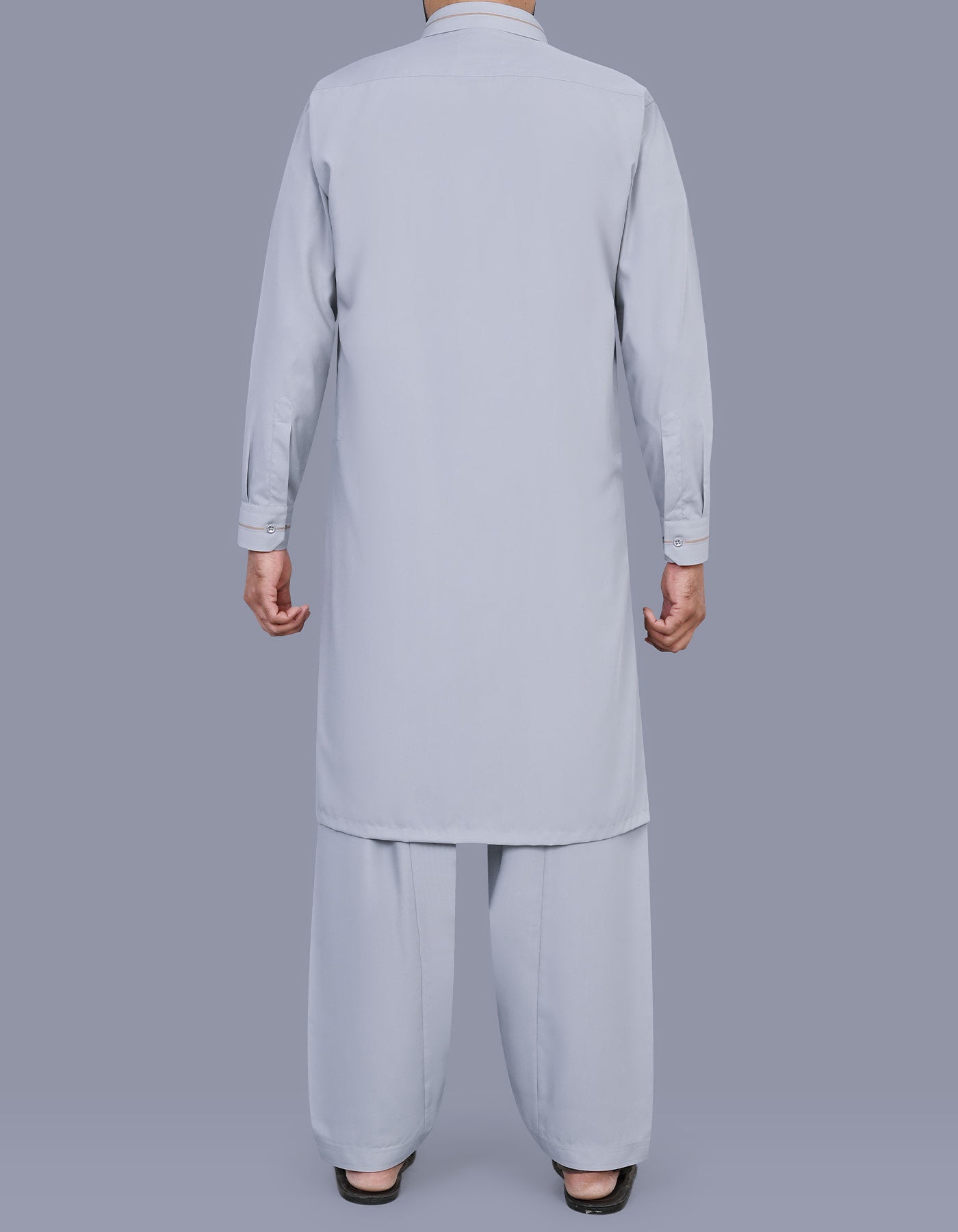 L Grey Plain Kameez Shalwar KS2603R-L
