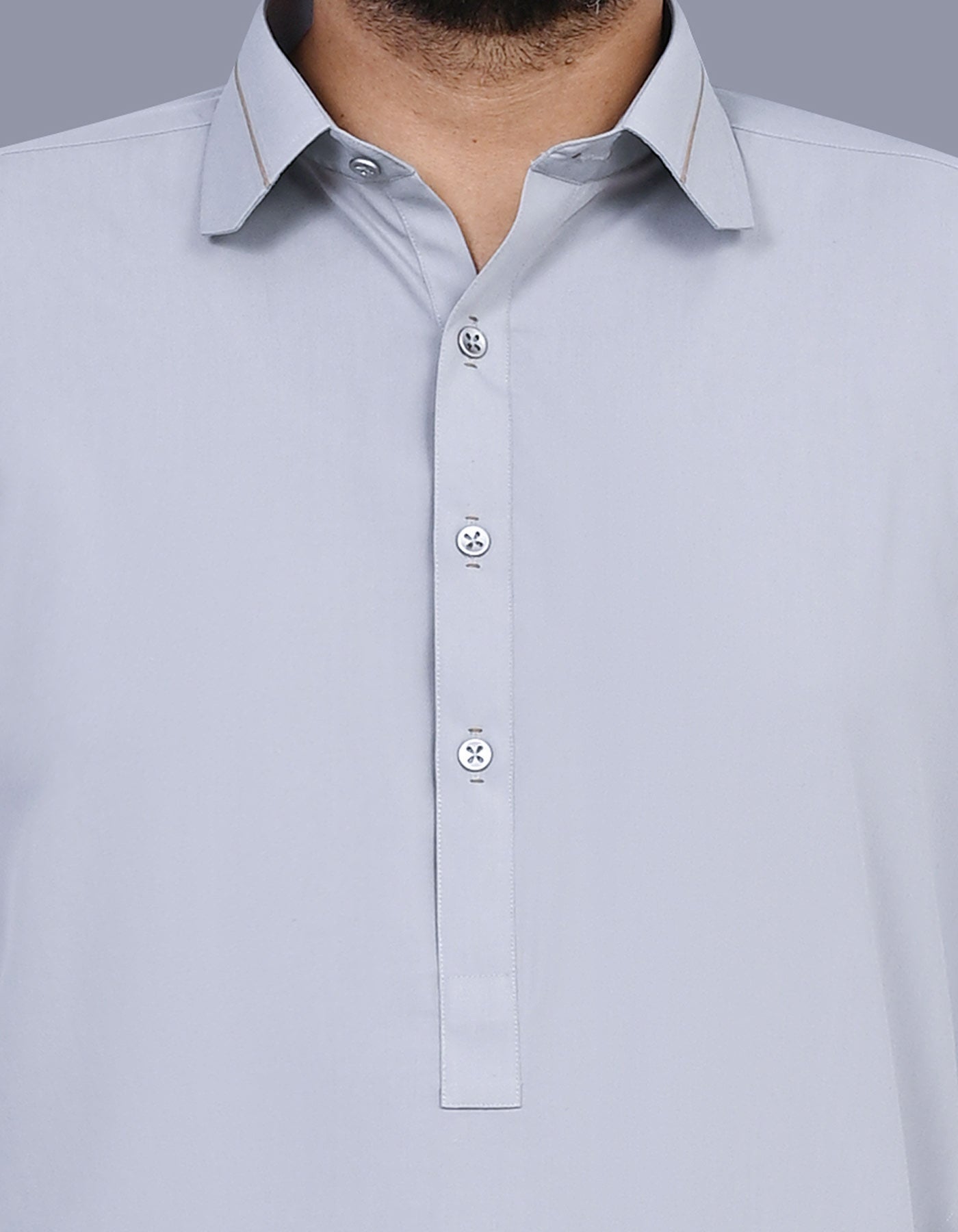 L Grey Plain Kameez Shalwar KS2603R-S