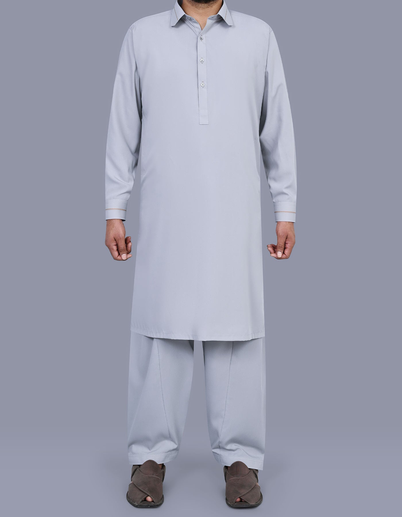 L Grey Plain Kameez Shalwar KS2603S-XS